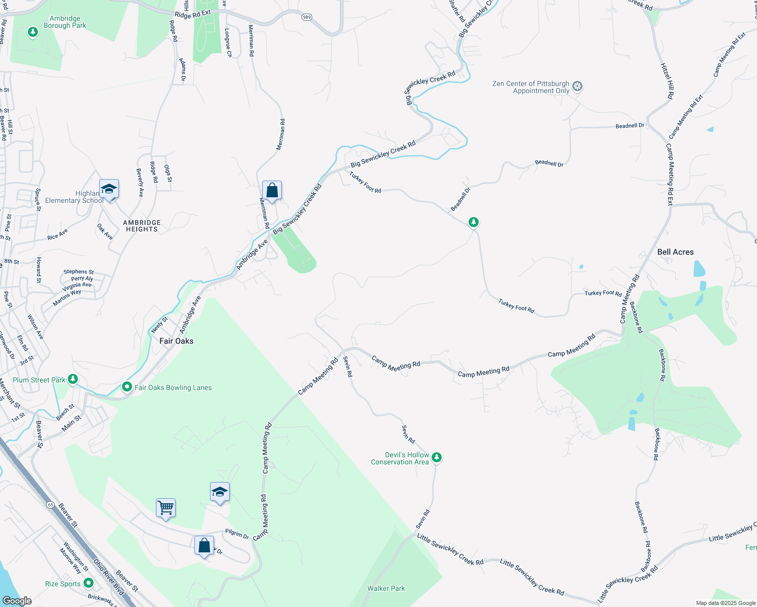 map of restaurants, bars, coffee shops, grocery stores, and more near 141 Sevin Road in Sewickley