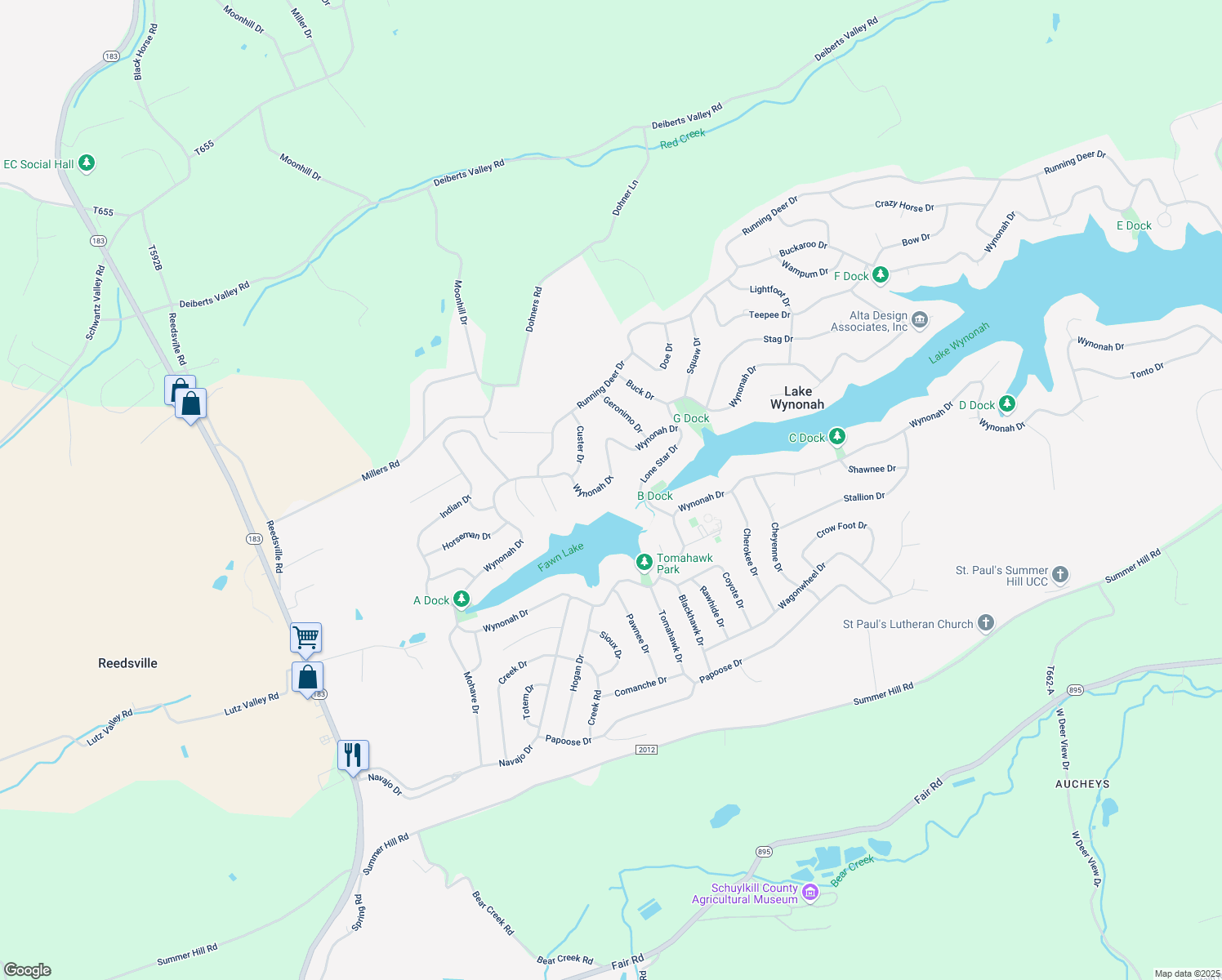 map of restaurants, bars, coffee shops, grocery stores, and more near 903 Wynonah Drive in Auburn