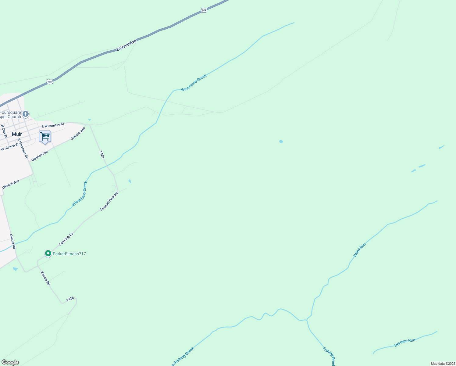 map of restaurants, bars, coffee shops, grocery stores, and more near in Pine Grove