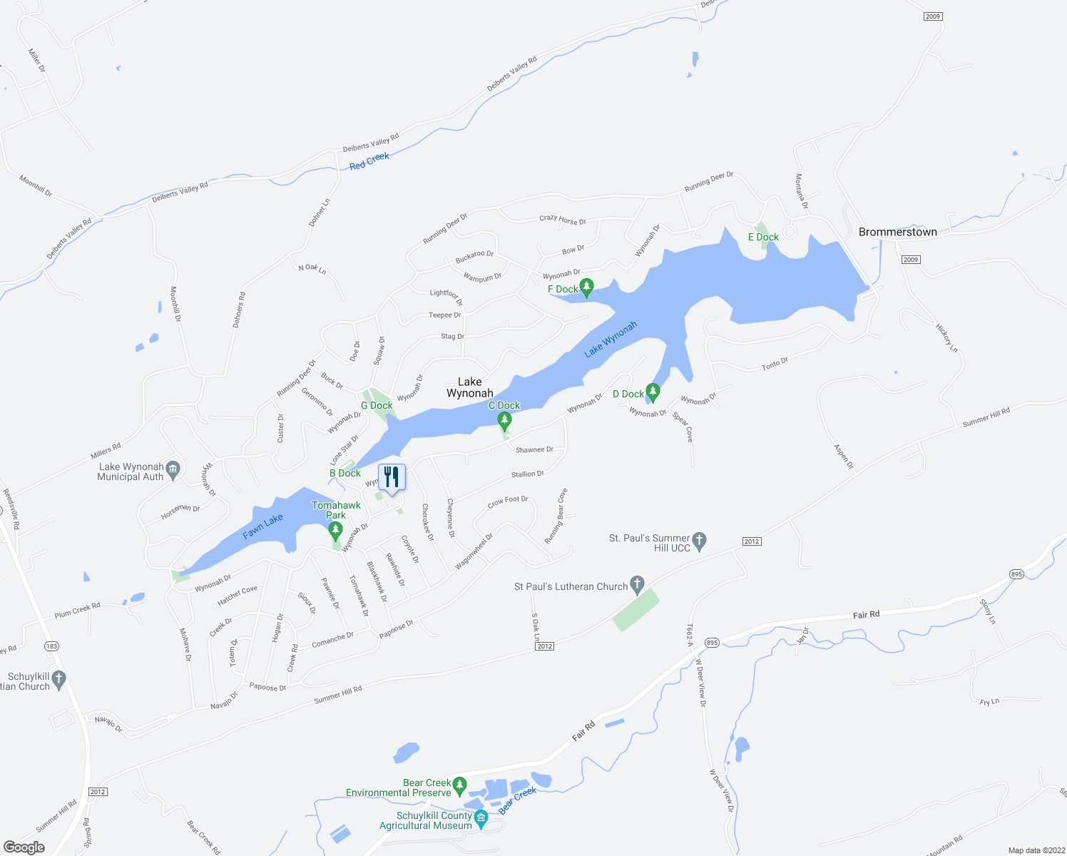 map of restaurants, bars, coffee shops, grocery stores, and more near 2517 Wynonah Drive in Auburn