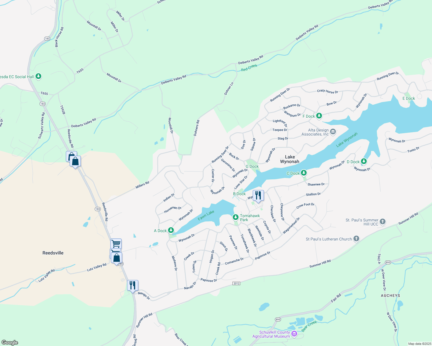 map of restaurants, bars, coffee shops, grocery stores, and more near 1183 Custer Drive in Auburn