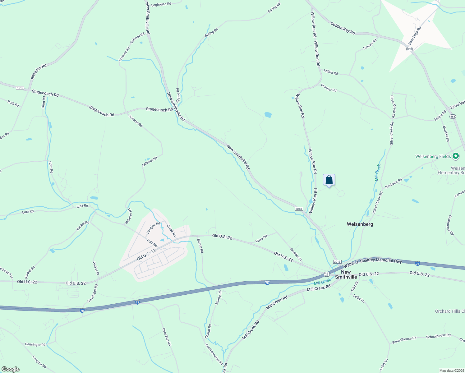 map of restaurants, bars, coffee shops, grocery stores, and more near 3019 Sechler Court in Kutztown
