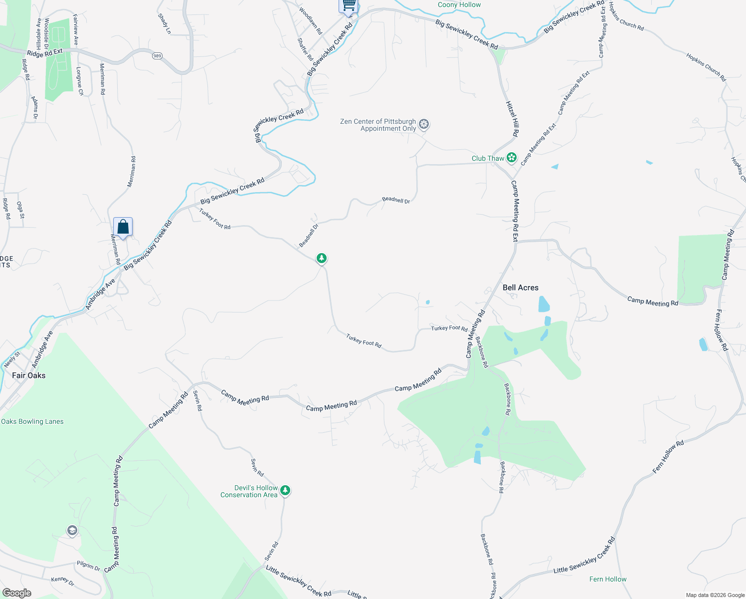 map of restaurants, bars, coffee shops, grocery stores, and more near 3 Partridge Court in Sewickley