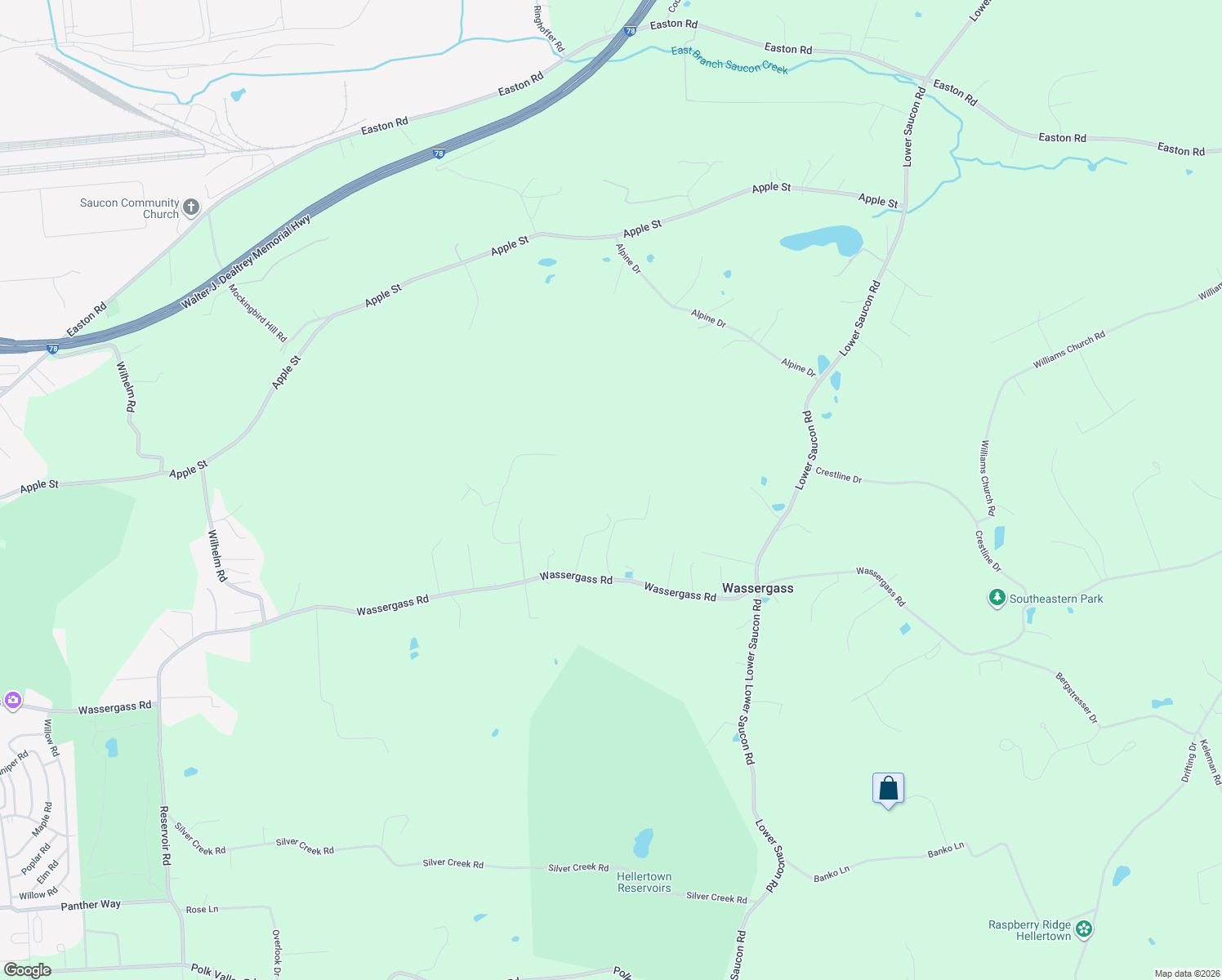 map of restaurants, bars, coffee shops, grocery stores, and more near 2075 Doddy Lane in Hellertown