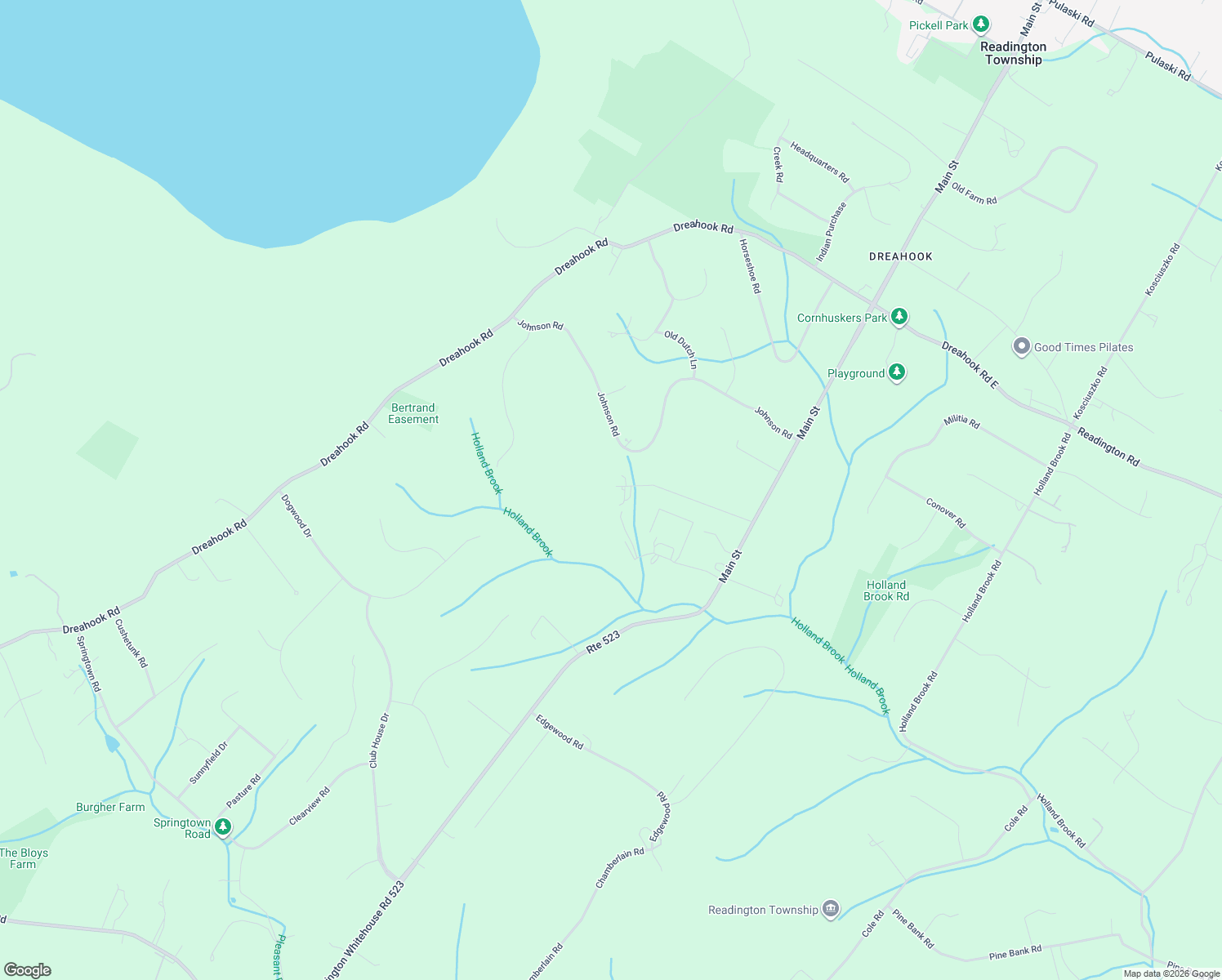 map of restaurants, bars, coffee shops, grocery stores, and more near 12 Emery Drive in Hunterdon County
