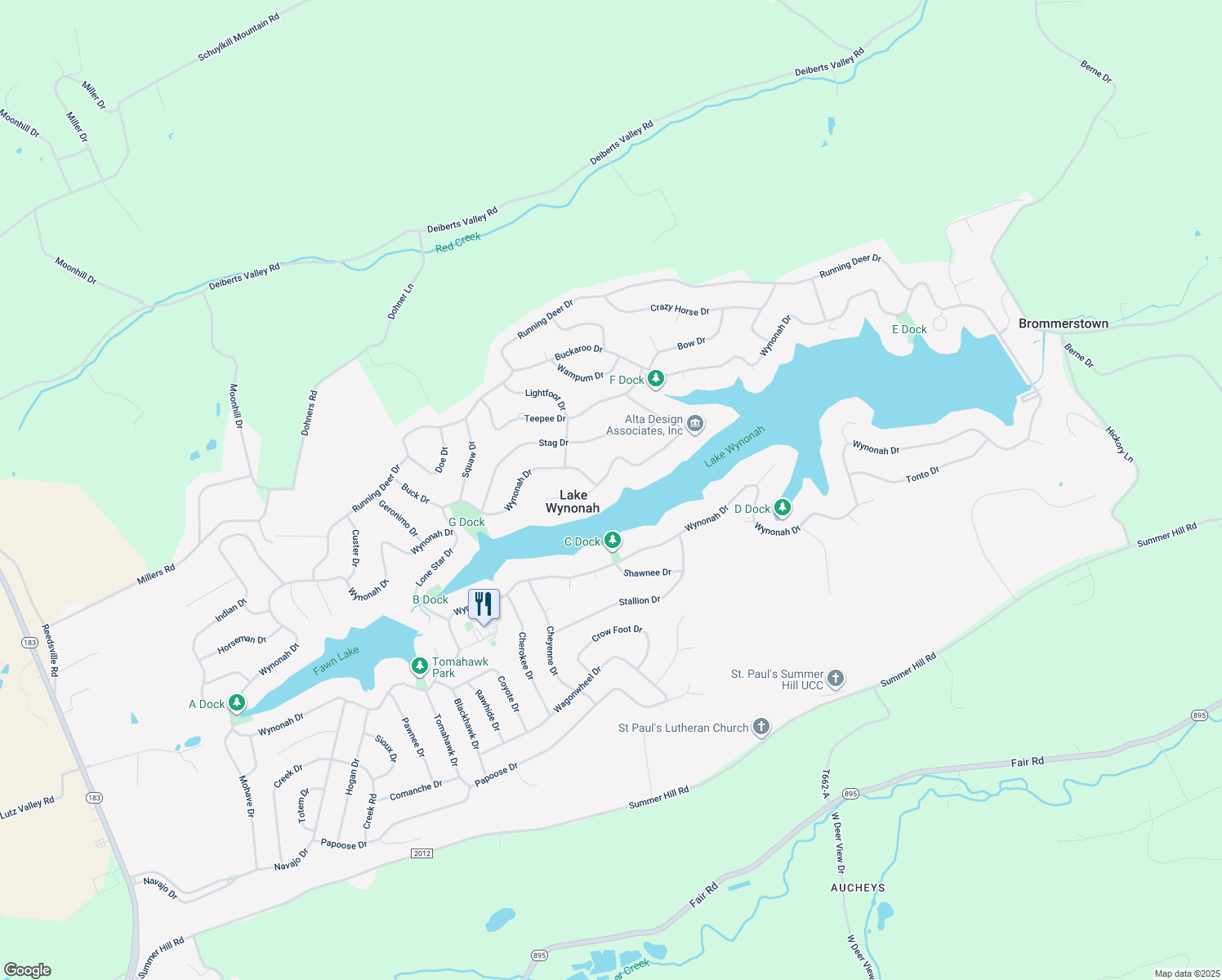 map of restaurants, bars, coffee shops, grocery stores, and more near 1496 Wynonah Drive in Auburn