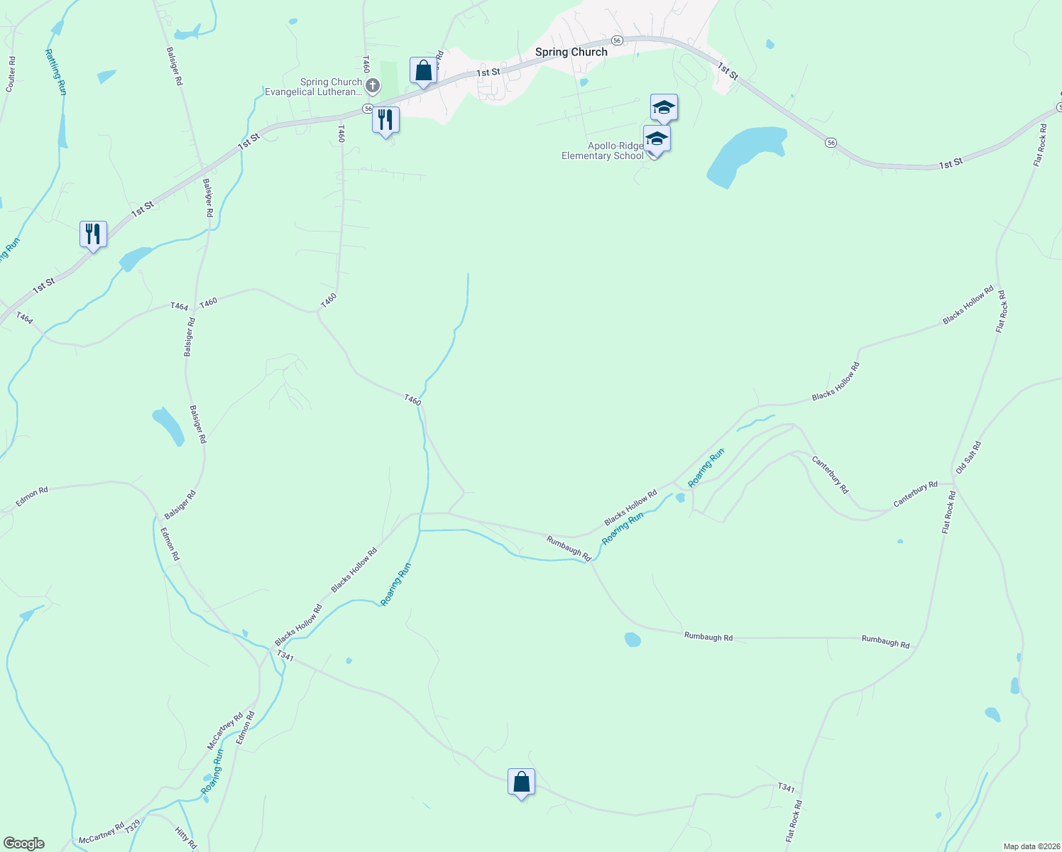 map of restaurants, bars, coffee shops, grocery stores, and more near 1119 Stoney Lonesome Road in Apollo