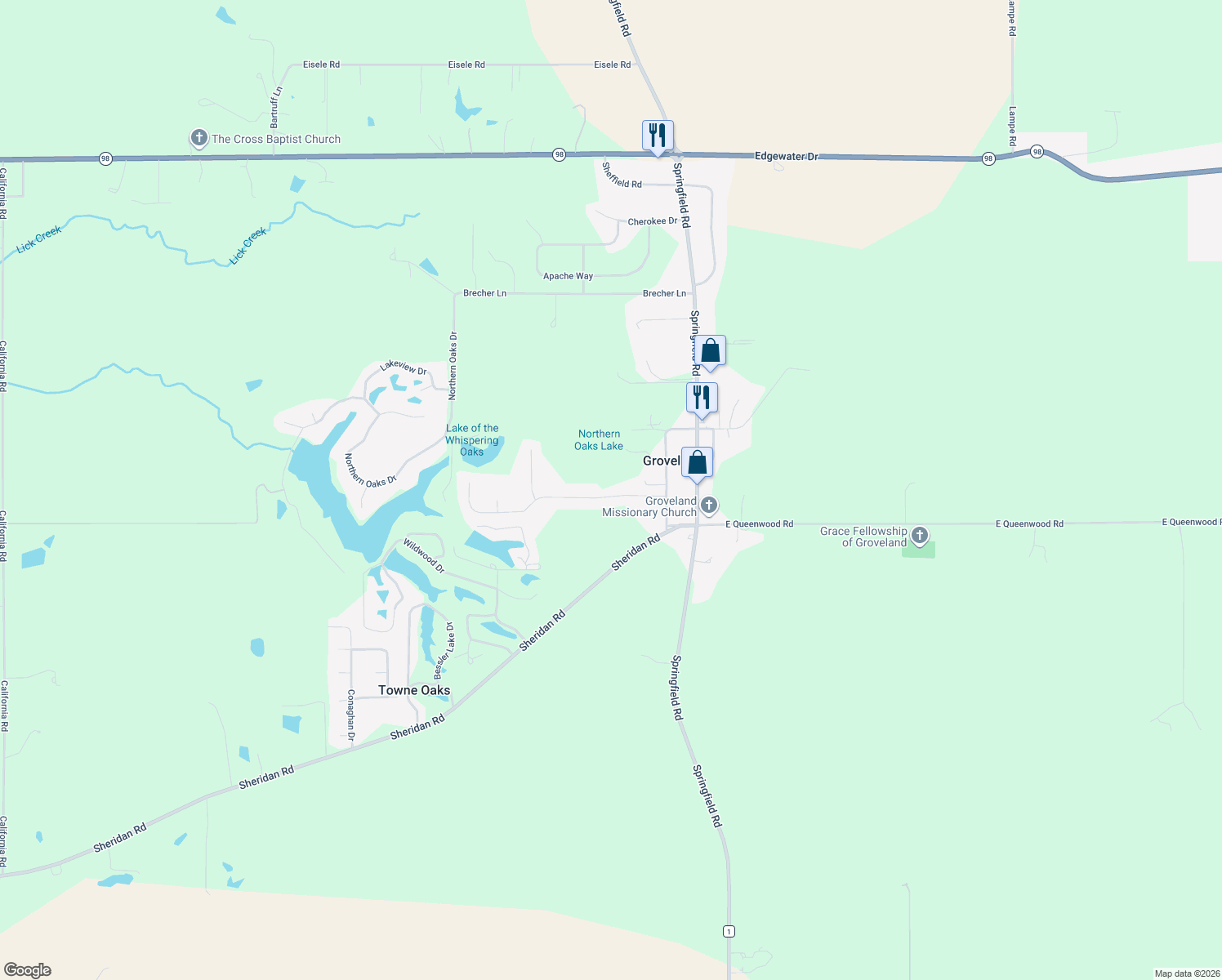 map of restaurants, bars, coffee shops, grocery stores, and more near 200 Norman Drive in Groveland