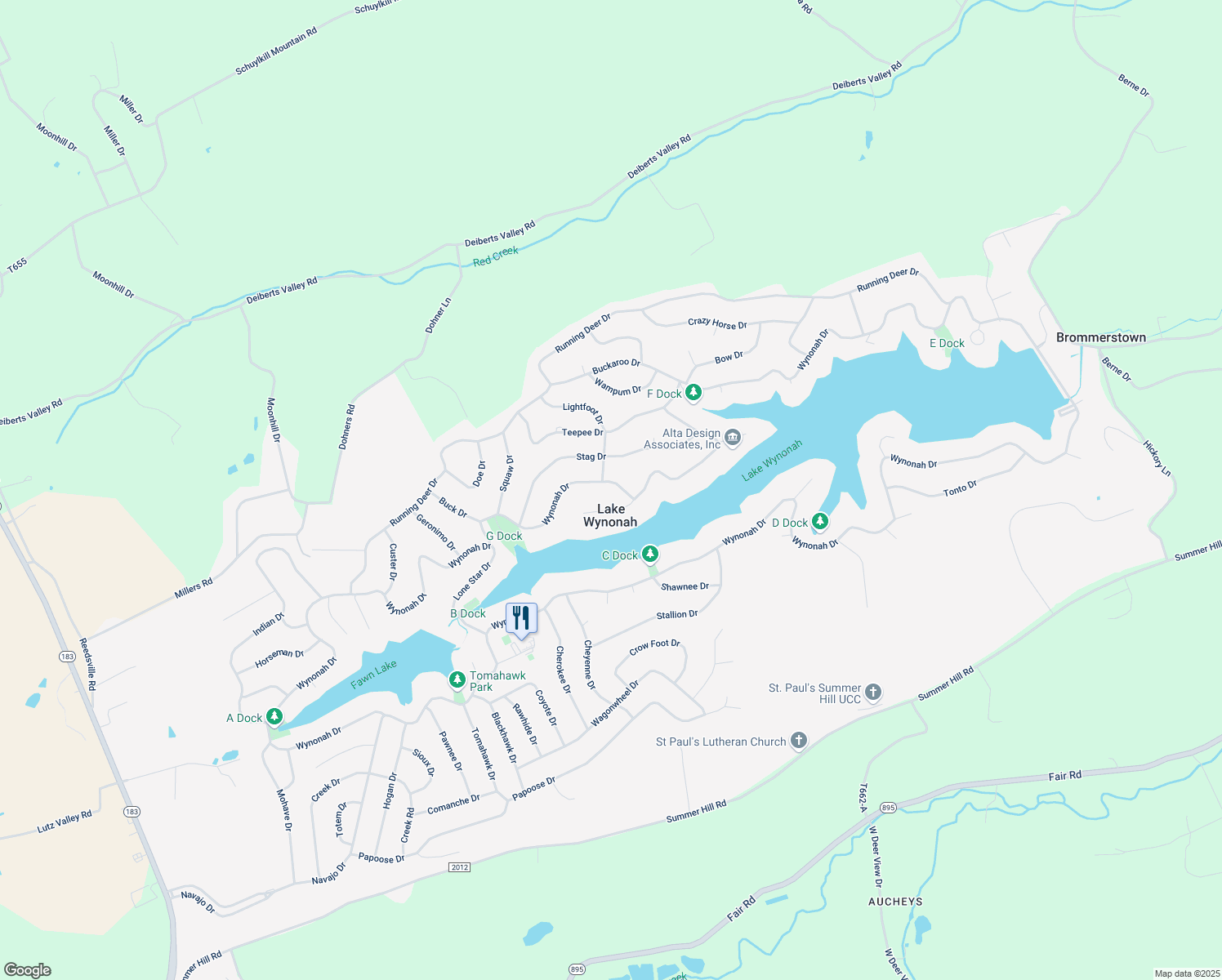 map of restaurants, bars, coffee shops, grocery stores, and more near 1467 Wynonah Drive in Auburn