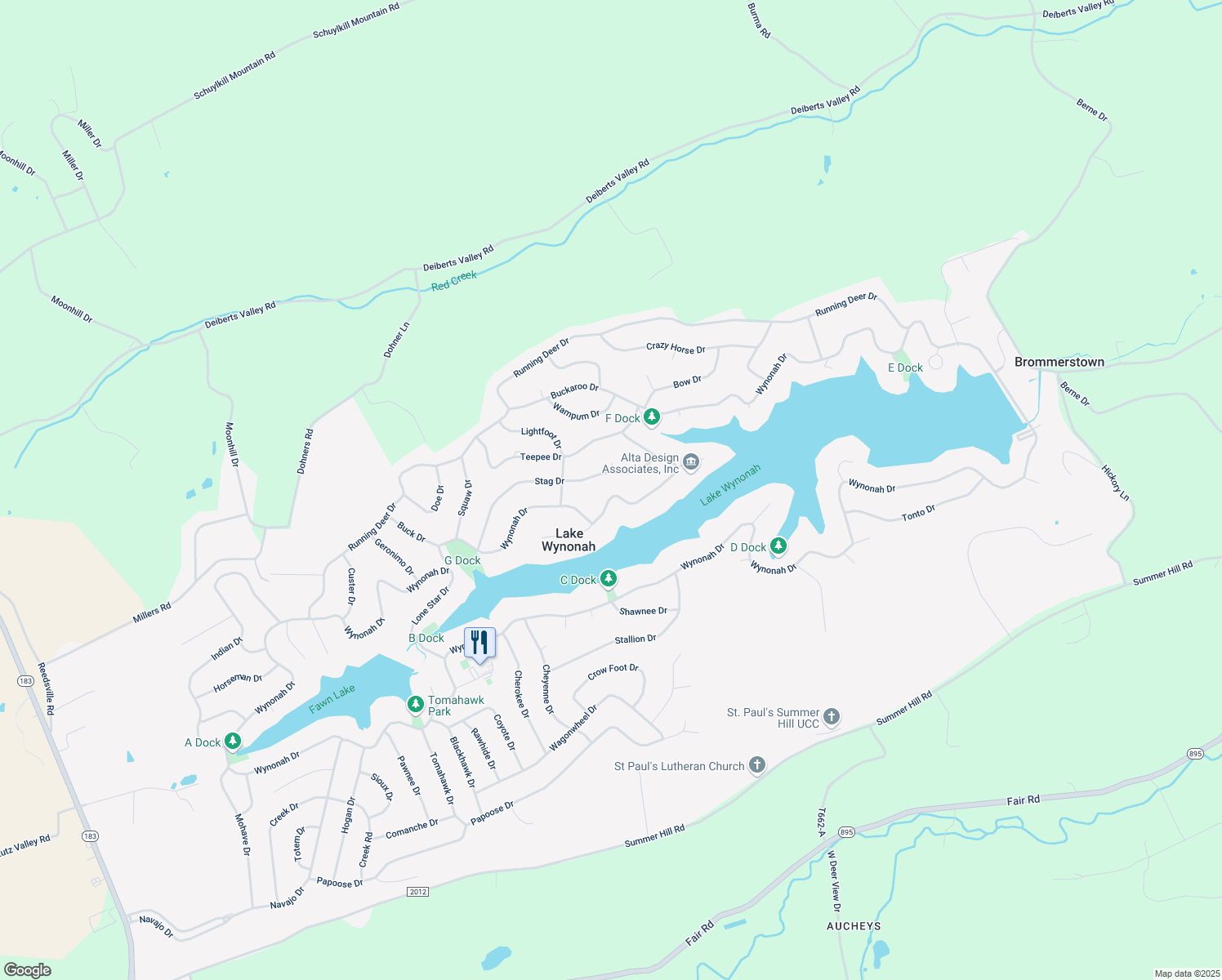 map of restaurants, bars, coffee shops, grocery stores, and more near 1551 Wynonah Drive in Auburn
