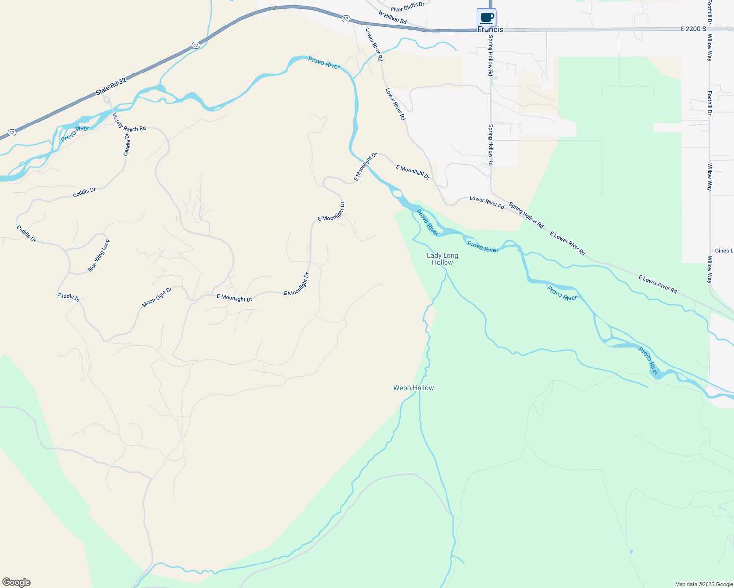 map of restaurants, bars, coffee shops, grocery stores, and more near 7744 East Moon Dance Circle in Kamas