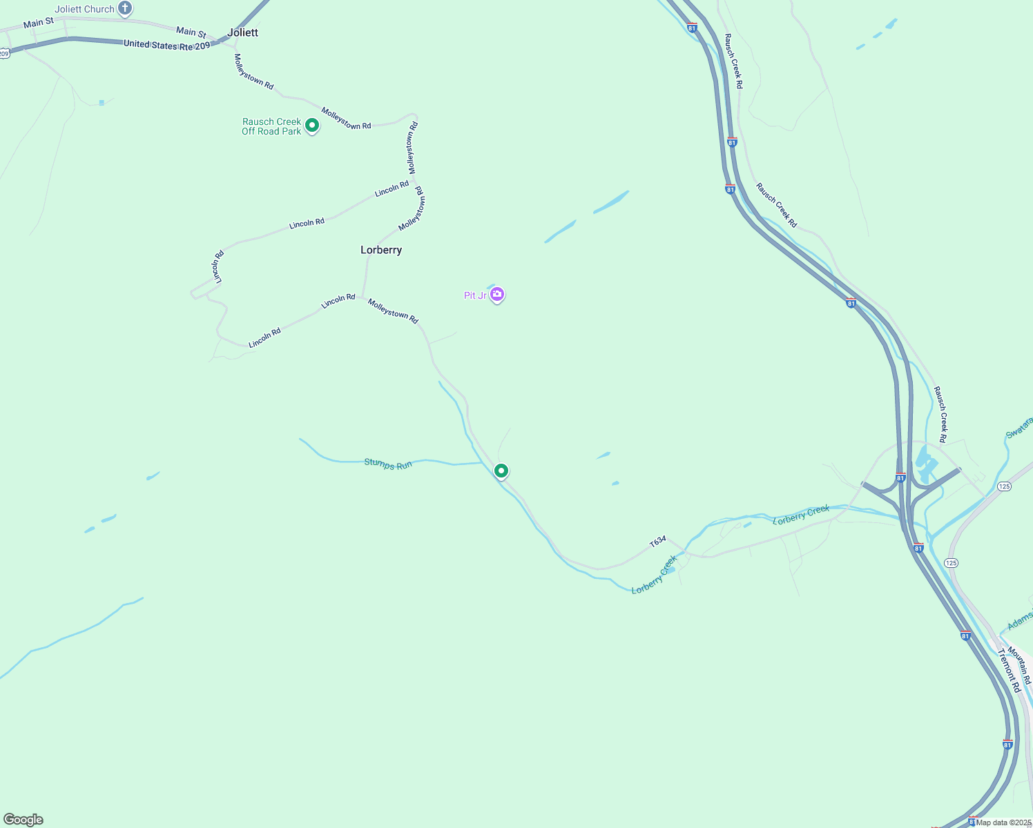 map of restaurants, bars, coffee shops, grocery stores, and more near 89 Molleystown Road in Pine Grove