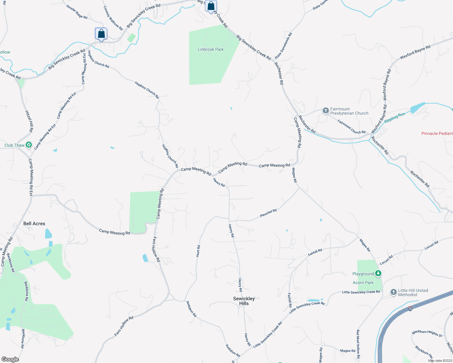 map of restaurants, bars, coffee shops, grocery stores, and more near 2470 Henry Road in Sewickley