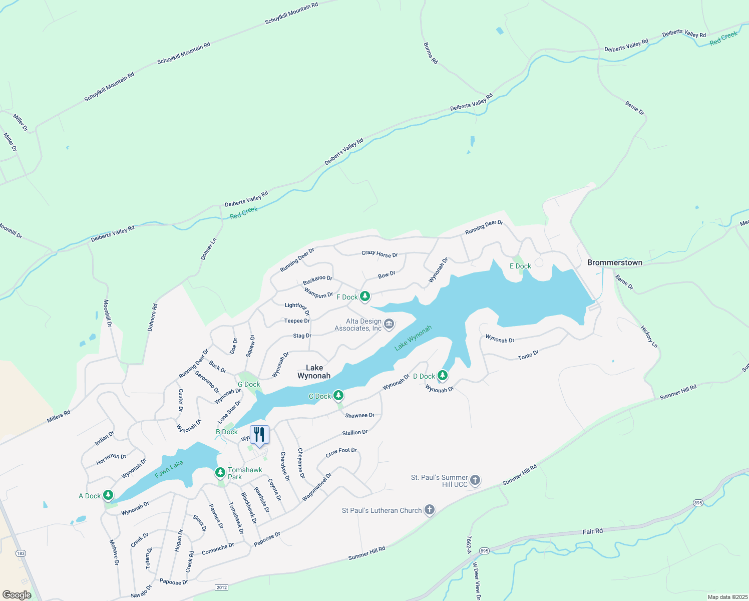 map of restaurants, bars, coffee shops, grocery stores, and more near 1930 Wynonah Drive in Auburn
