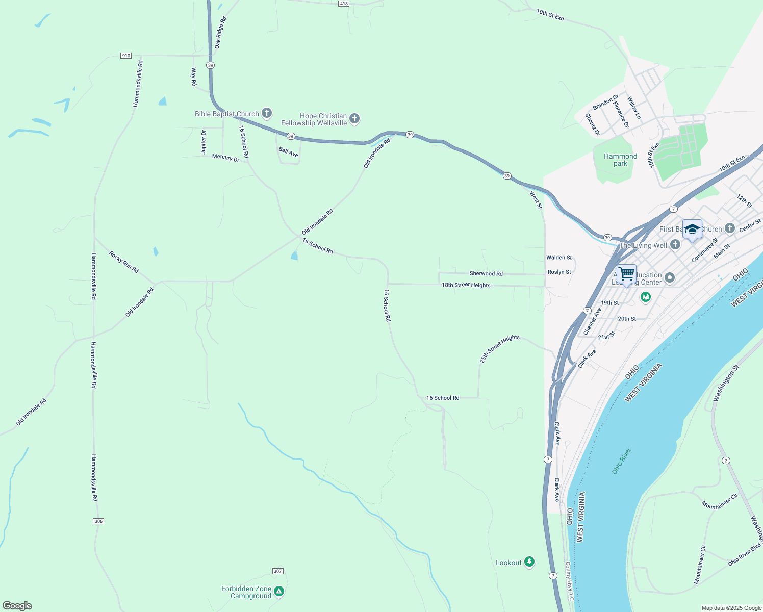 map of restaurants, bars, coffee shops, grocery stores, and more near 21081 16 School Road in Wellsville