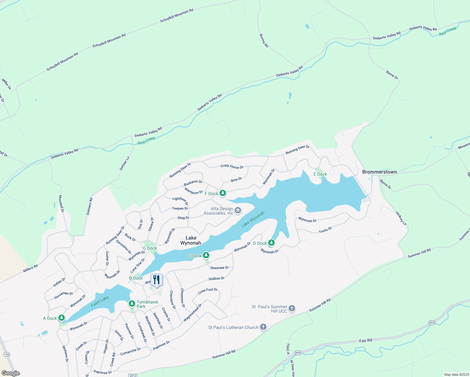 map of restaurants, bars, coffee shops, grocery stores, and more near 1496 Wynonah Drive in Auburn
