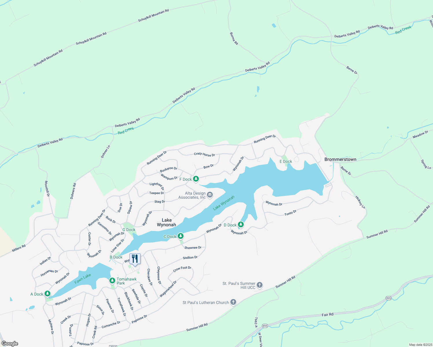 map of restaurants, bars, coffee shops, grocery stores, and more near 970 Wynonah Drive in Auburn