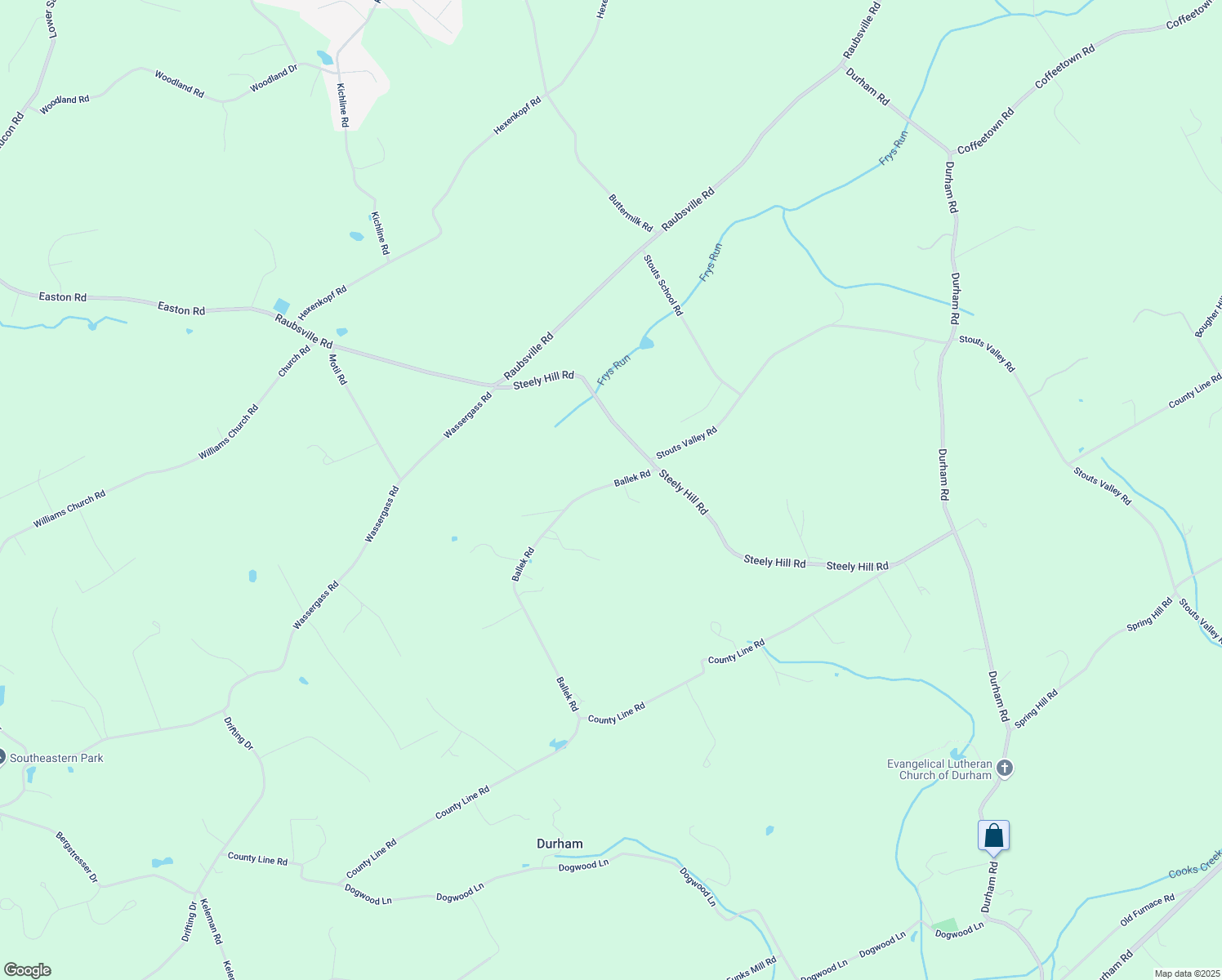 map of restaurants, bars, coffee shops, grocery stores, and more near 45 Ballek Road in Riegelsville