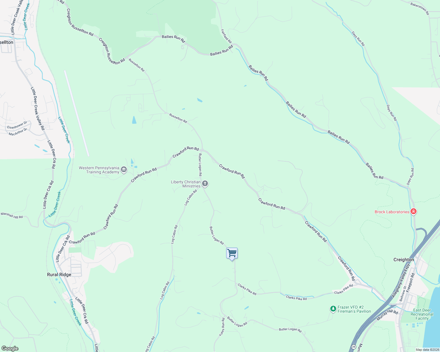 map of restaurants, bars, coffee shops, grocery stores, and more near 108 Creevey Lane in Tarentum