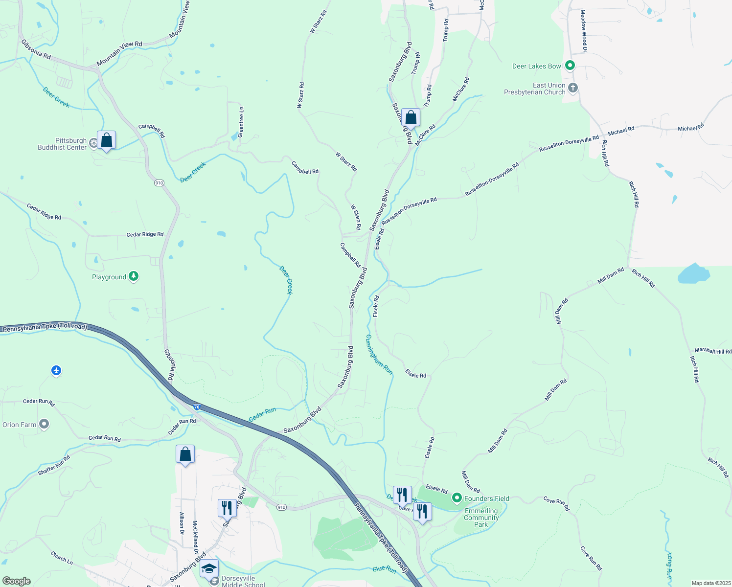 map of restaurants, bars, coffee shops, grocery stores, and more near 3870 Saxonburg Boulevard in Cheswick