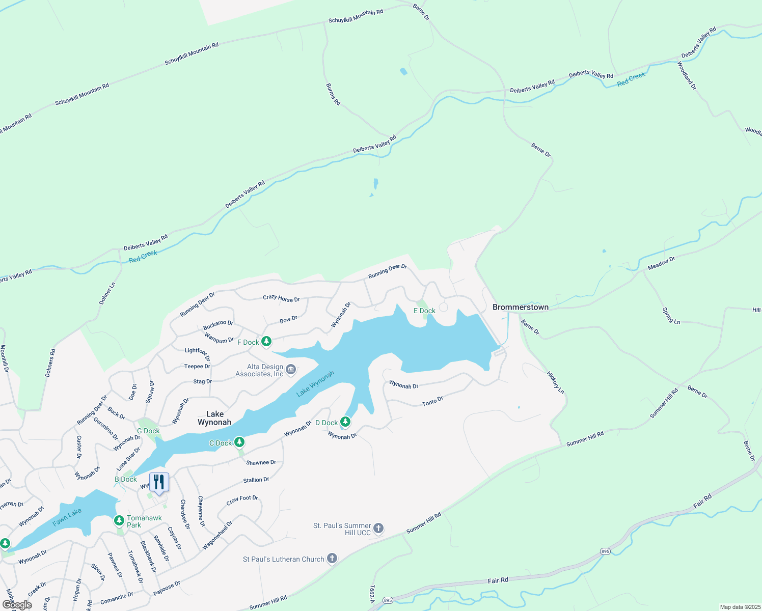 map of restaurants, bars, coffee shops, grocery stores, and more near 2015 Wynonah Drive in Auburn