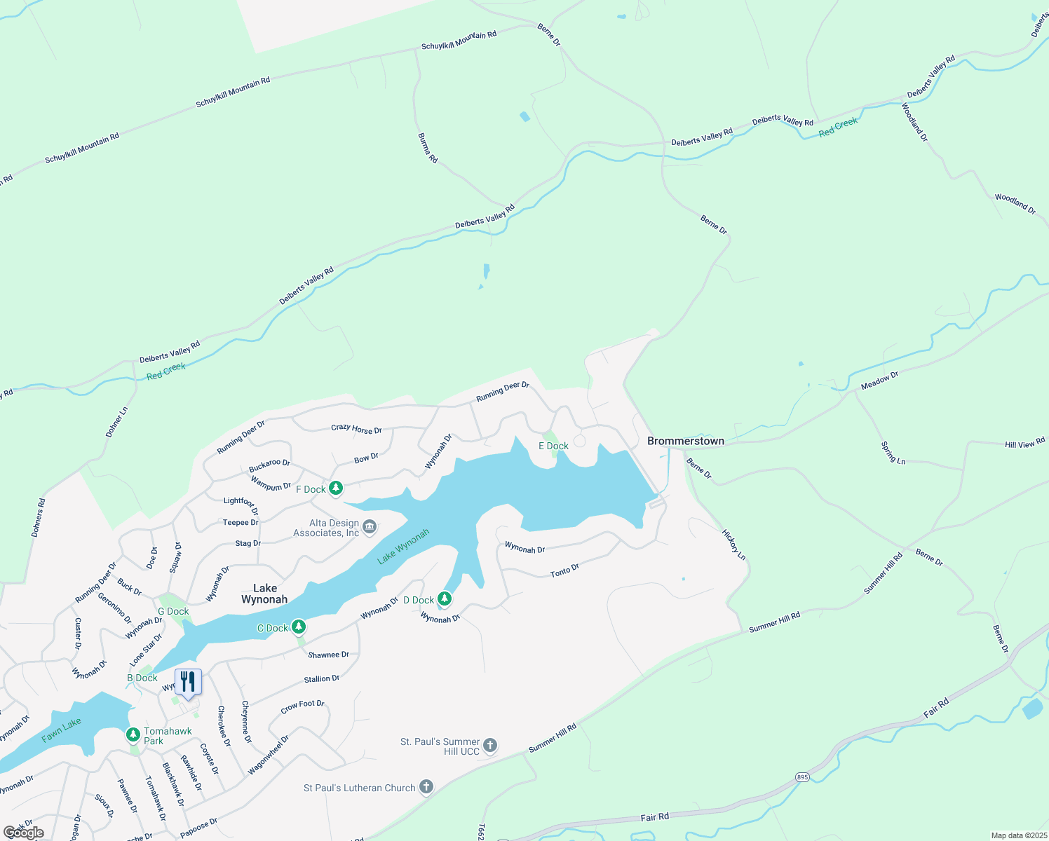 map of restaurants, bars, coffee shops, grocery stores, and more near 1551 Wynonah Drive in Auburn