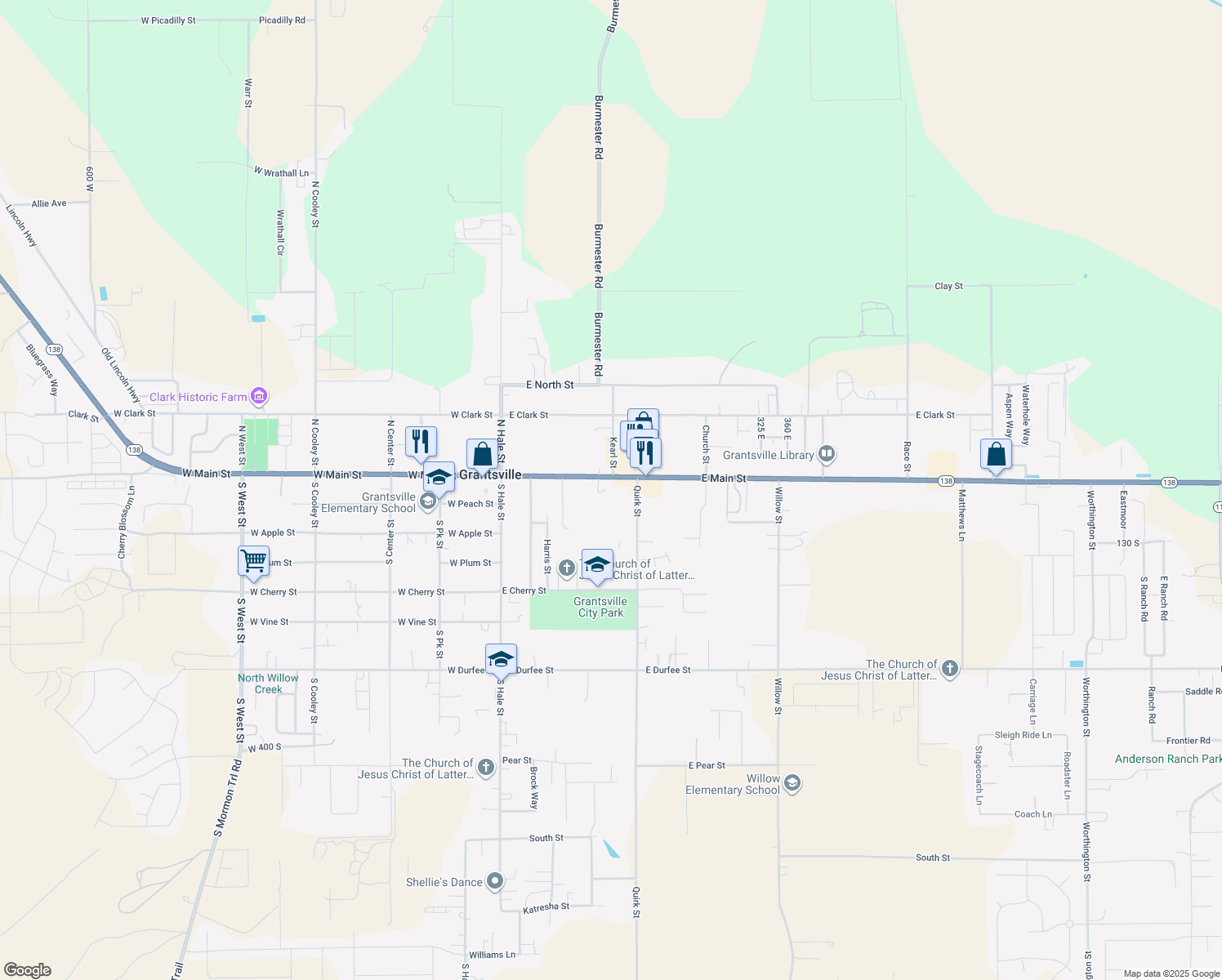 map of restaurants, bars, coffee shops, grocery stores, and more near 200 E Main St in Grantsville