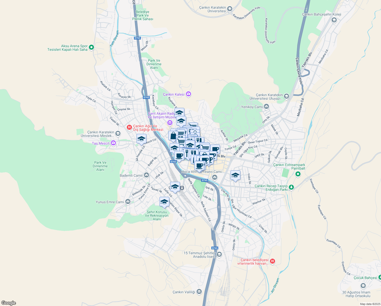 map of restaurants, bars, coffee shops, grocery stores, and more near in Çankırı