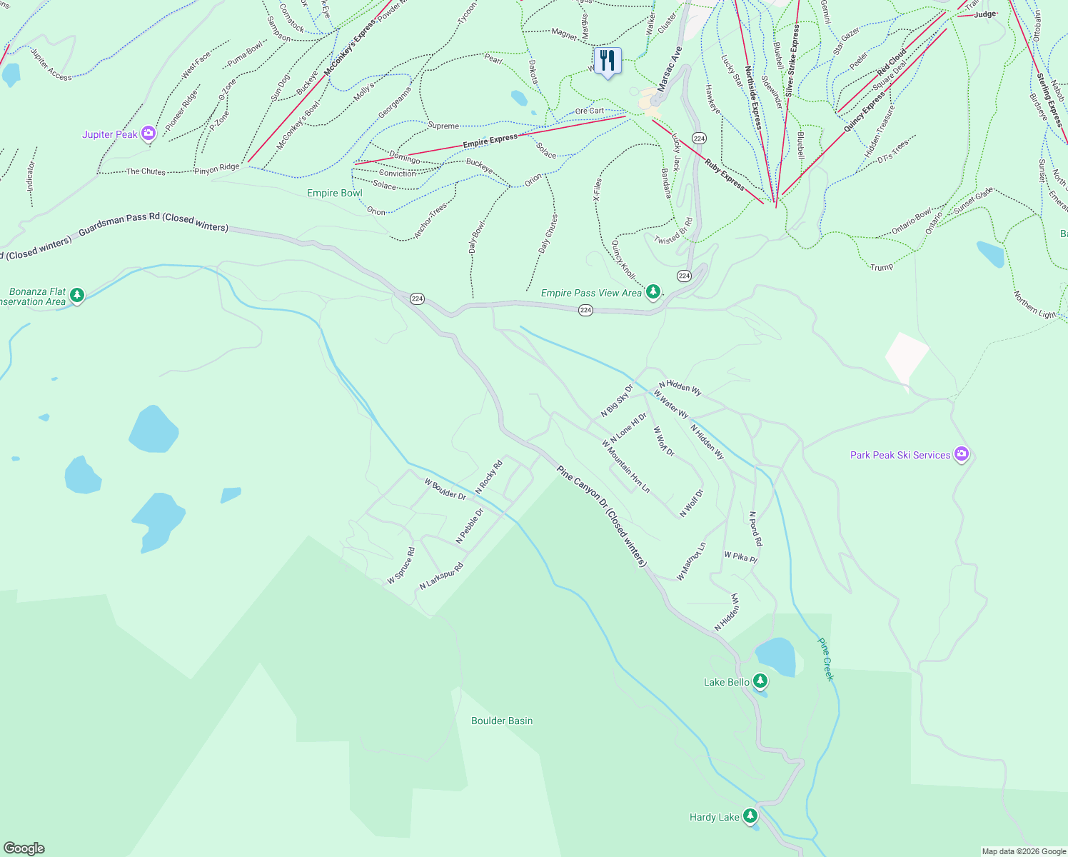 map of restaurants, bars, coffee shops, grocery stores, and more near 5487 North Grandview Road in Midway