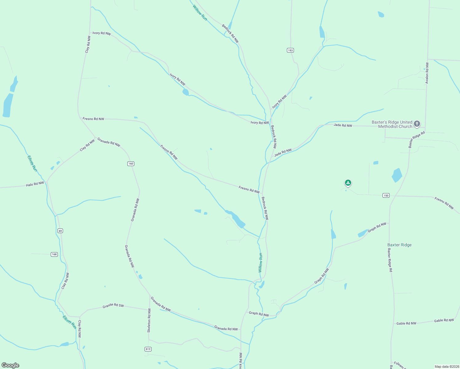 map of restaurants, bars, coffee shops, grocery stores, and more near 5100 Fresno Road Northwest in Dellroy