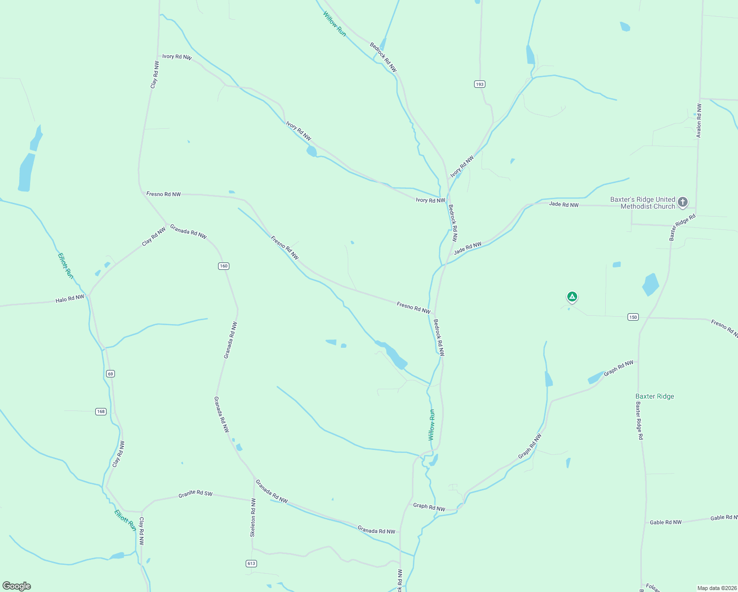 map of restaurants, bars, coffee shops, grocery stores, and more near 5100 Fresno Road Northwest in Dellroy