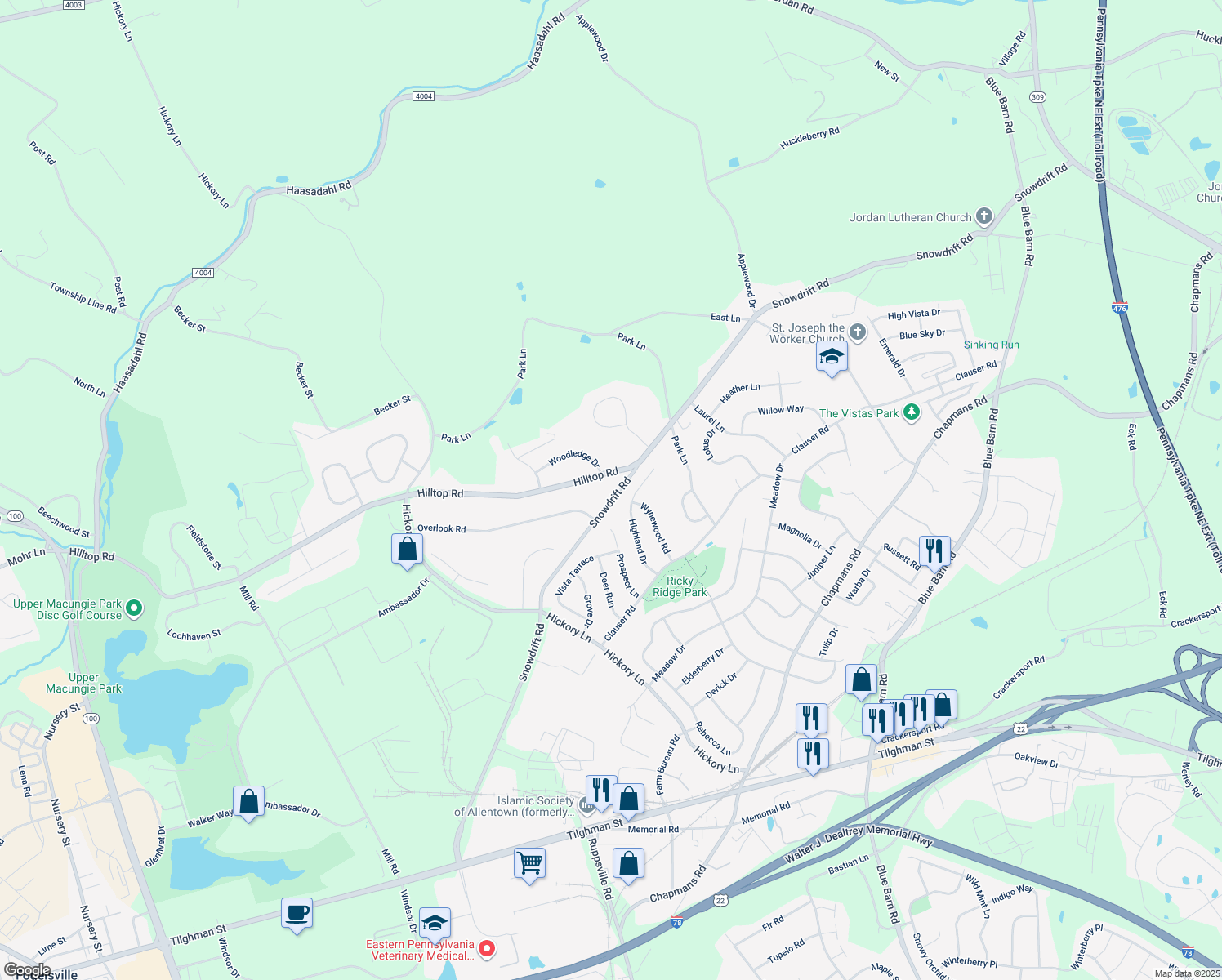 map of restaurants, bars, coffee shops, grocery stores, and more near 6163 Snowdrift Road in Orefield