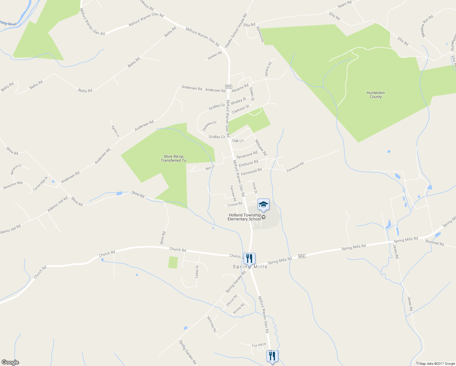 map of restaurants, bars, coffee shops, grocery stores, and more near 9 Fairview Rd in Milford