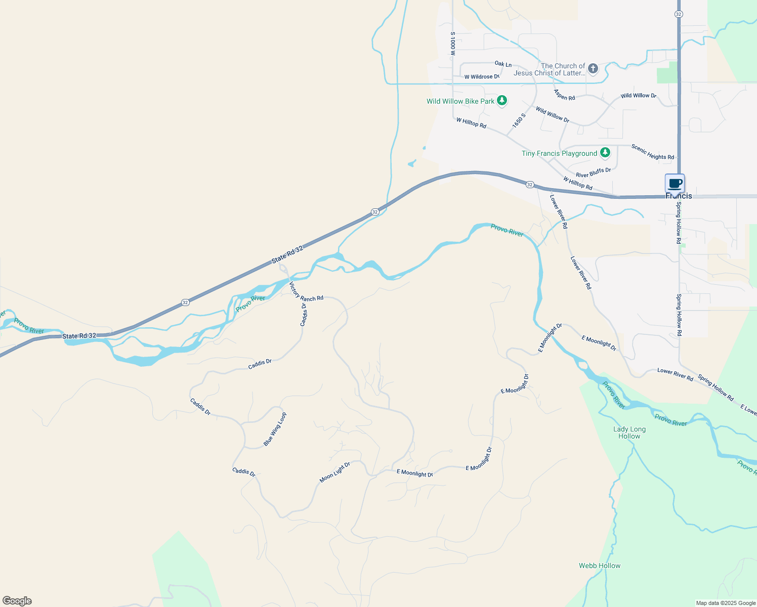 map of restaurants, bars, coffee shops, grocery stores, and more near 6770 Cliff View Court in Heber City