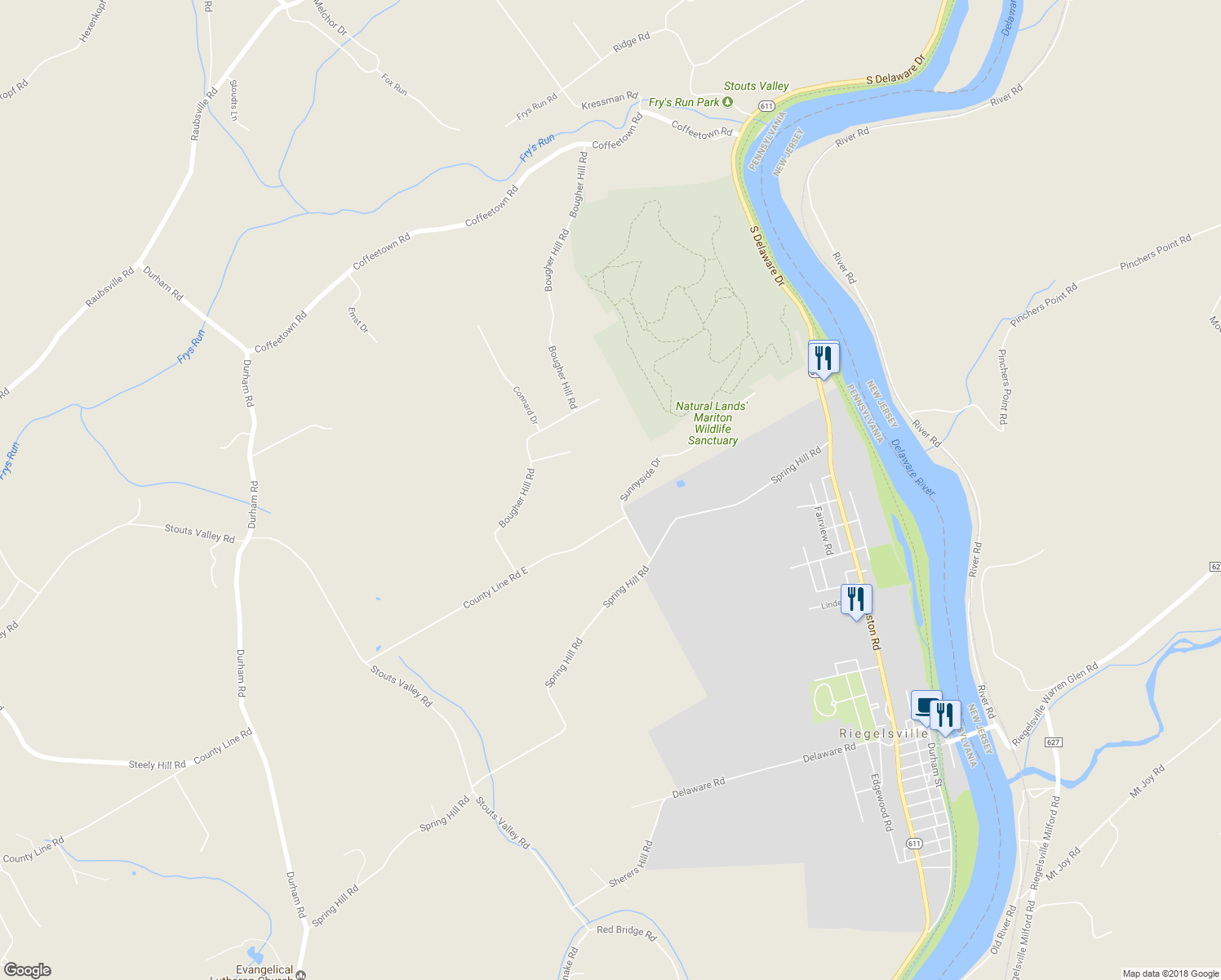 map of restaurants, bars, coffee shops, grocery stores, and more near 10 Sunnyside Road in Easton