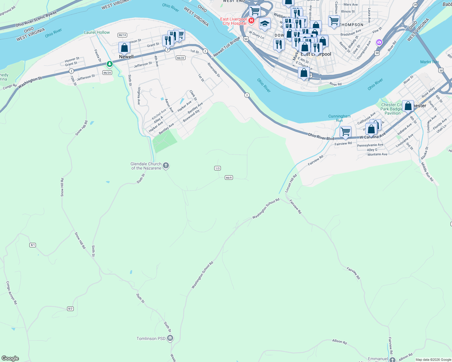 map of restaurants, bars, coffee shops, grocery stores, and more near 680 Glendale Rd in New Cumberland