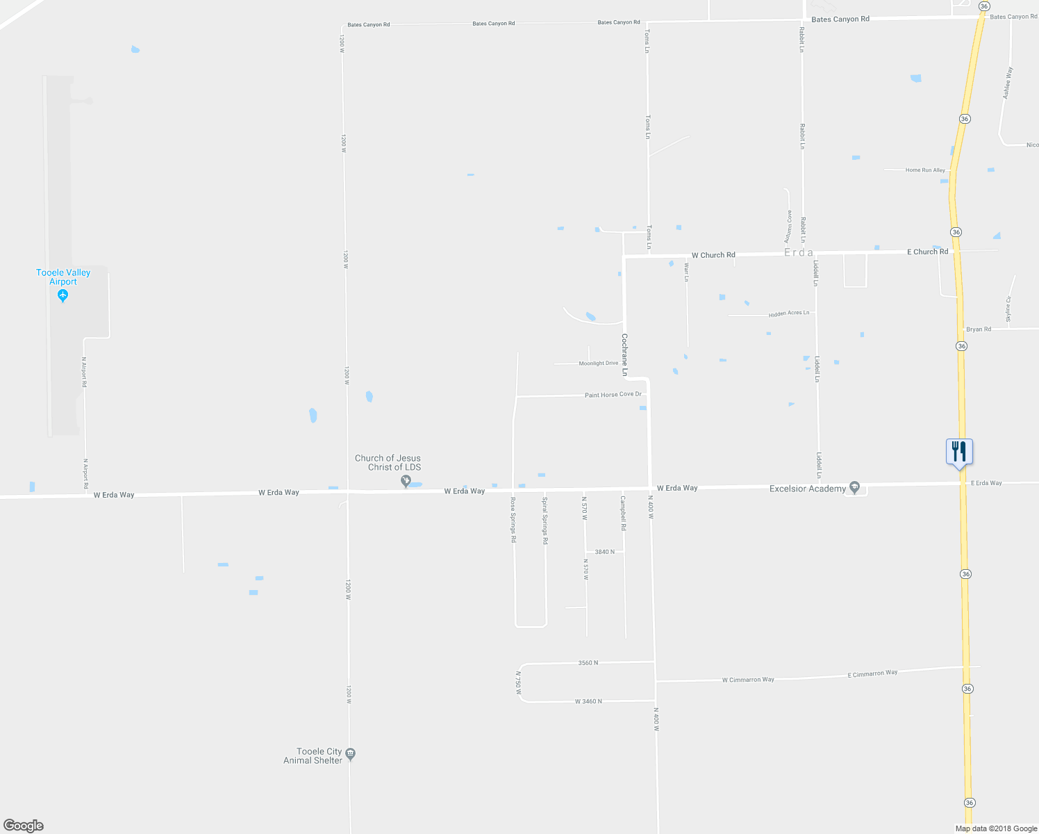 map of restaurants, bars, coffee shops, grocery stores, and more near 4178 Rose Springs Road in Erda