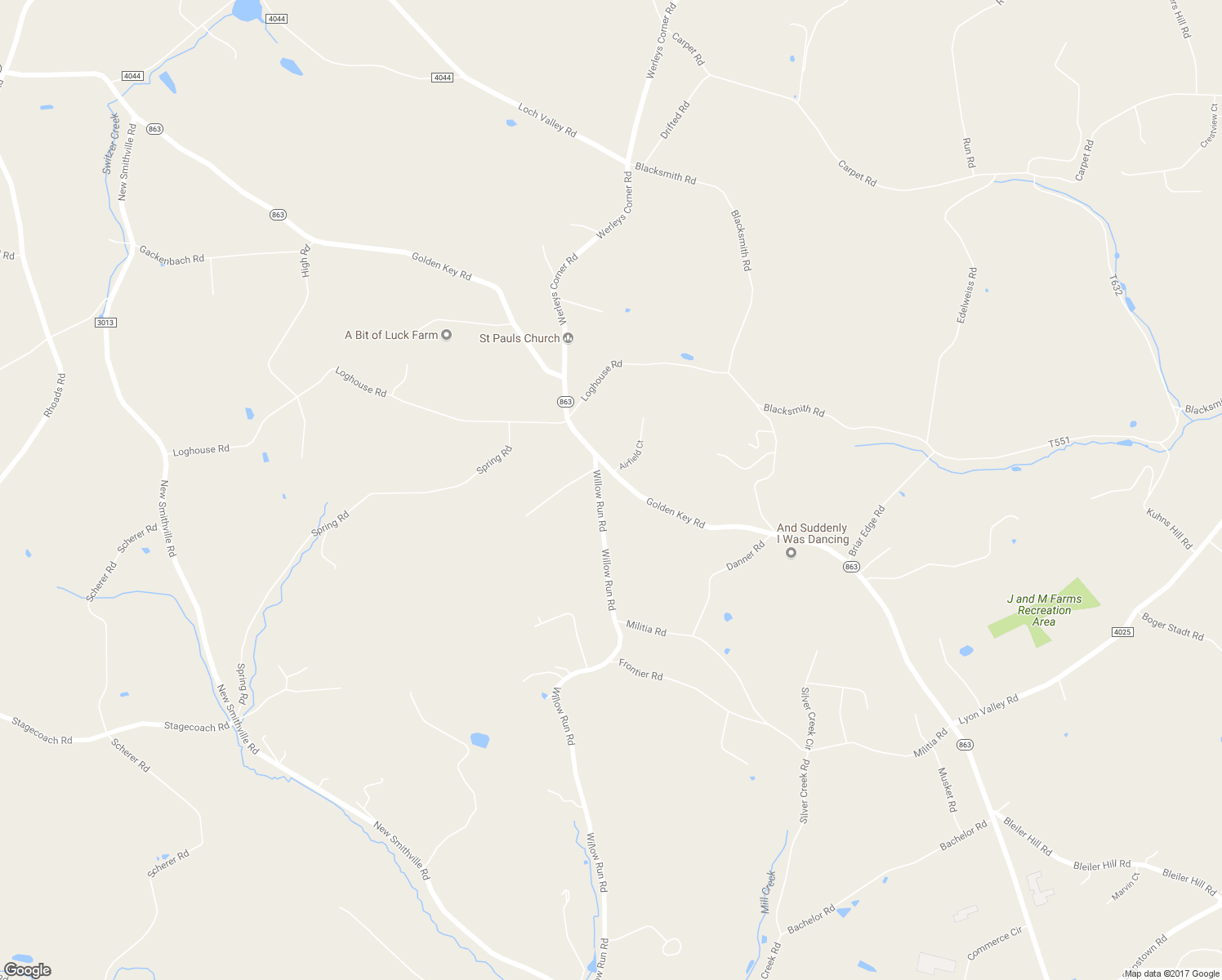 map of restaurants, bars, coffee shops, grocery stores, and more near 3577 Willow Run Road in Kempton