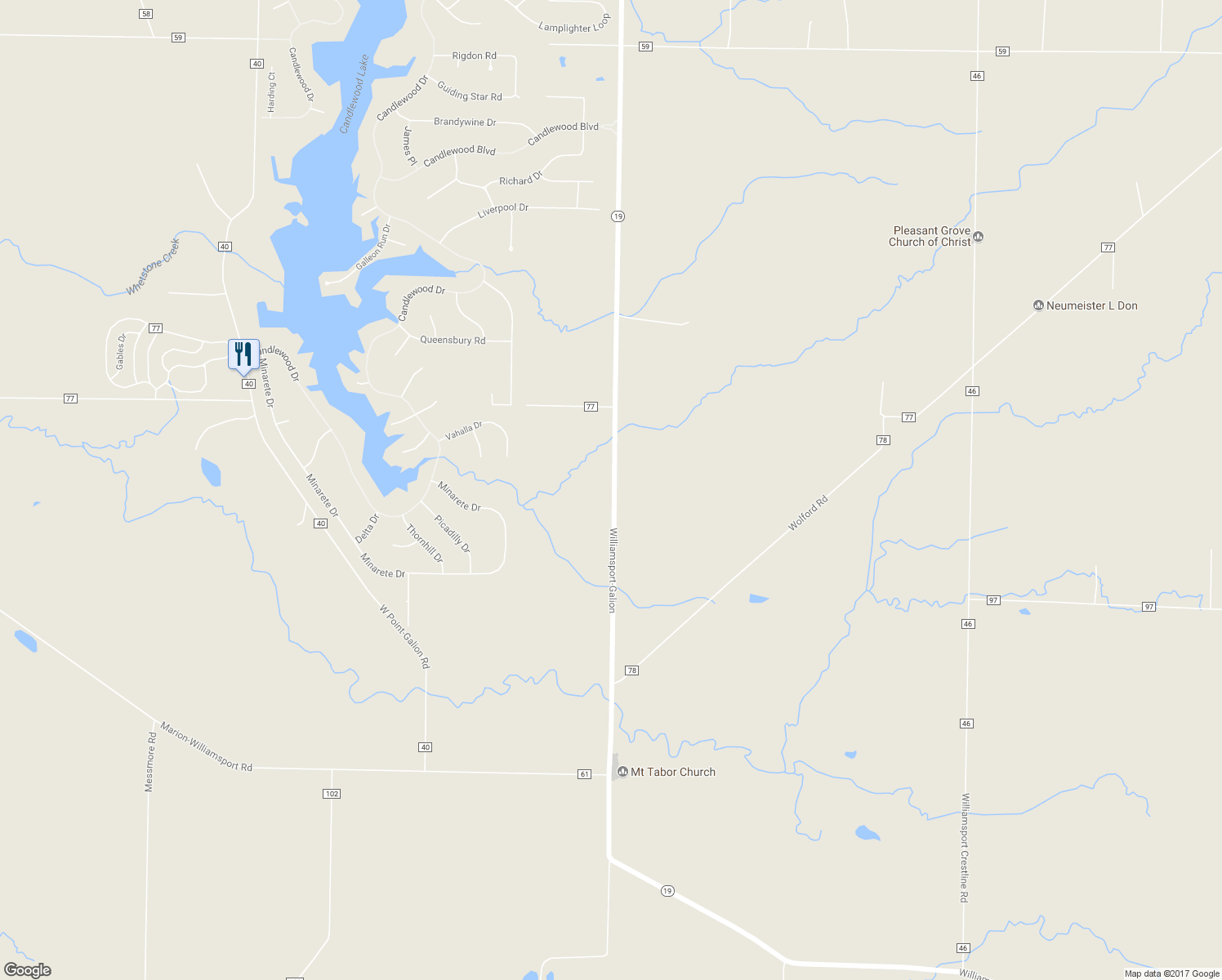 map of restaurants, bars, coffee shops, grocery stores, and more near 6900 Ohio 19 in Mount Gilead