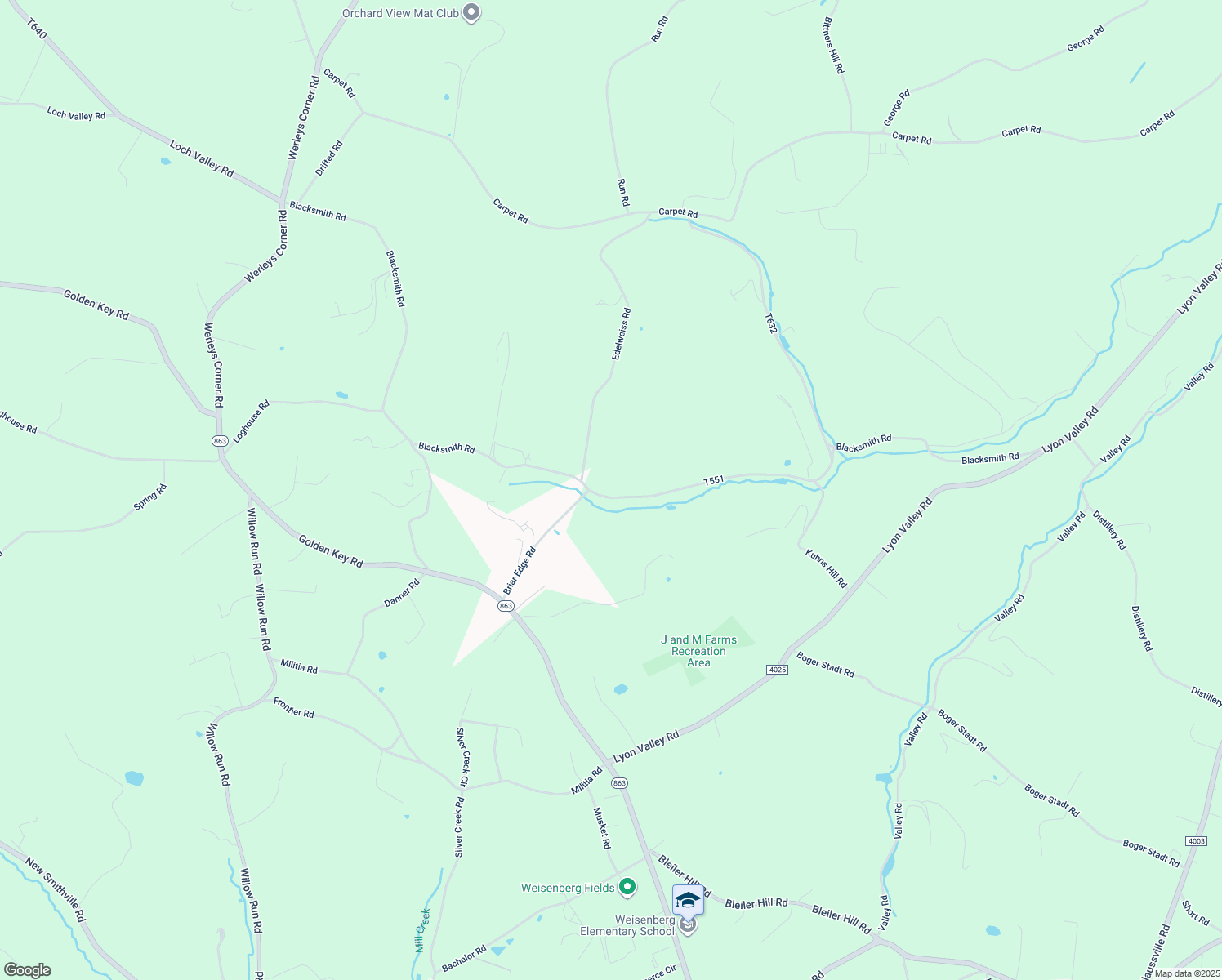 map of restaurants, bars, coffee shops, grocery stores, and more near 3445 Blacksmith Road in New Tripoli