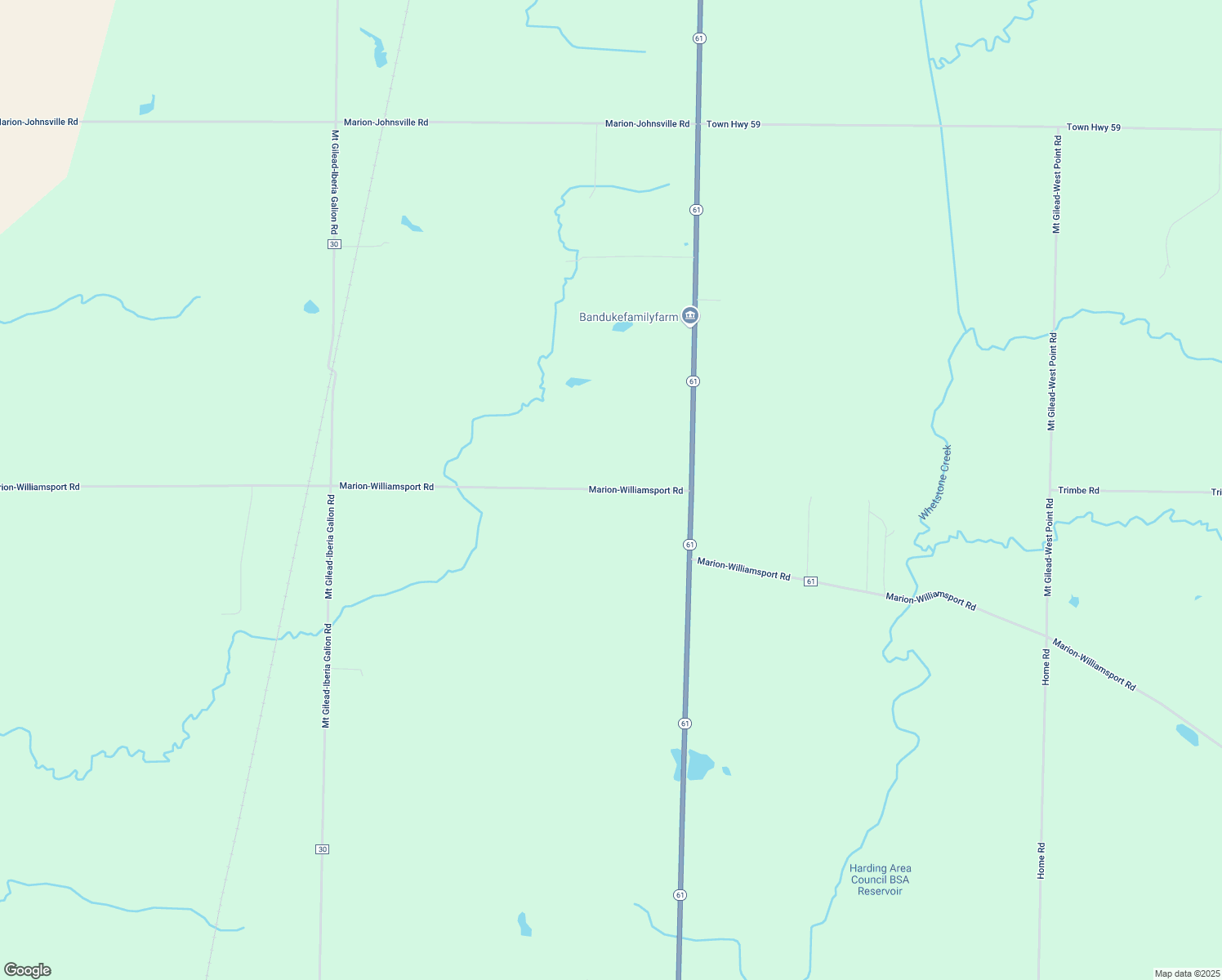map of restaurants, bars, coffee shops, grocery stores, and more near 3946 Township Road 61 in Mount Gilead