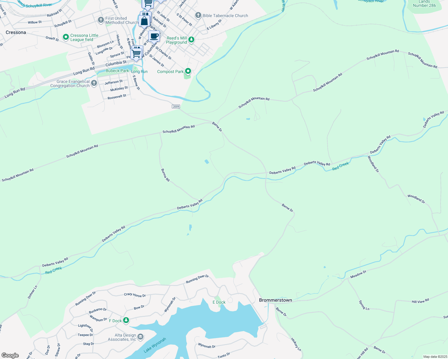 map of restaurants, bars, coffee shops, grocery stores, and more near 643 Deiberts Valley Road in Schuylkill Haven