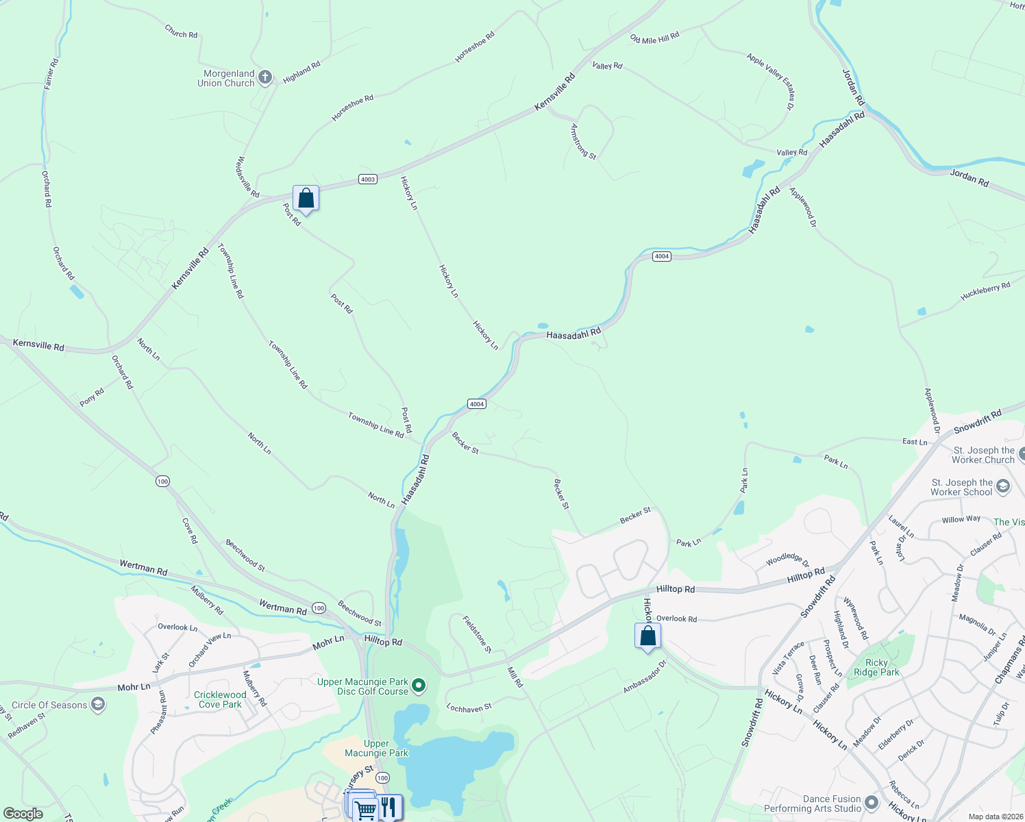 map of restaurants, bars, coffee shops, grocery stores, and more near 6688 Haasadahl Road in Allentown