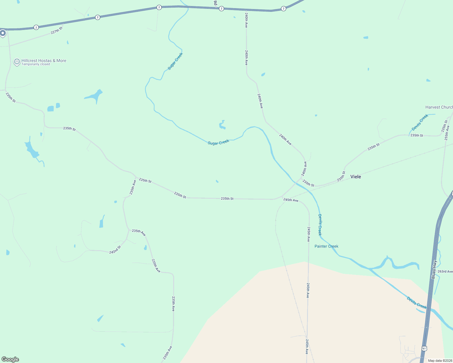 map of restaurants, bars, coffee shops, grocery stores, and more near 2385 235th Street in Donnellson