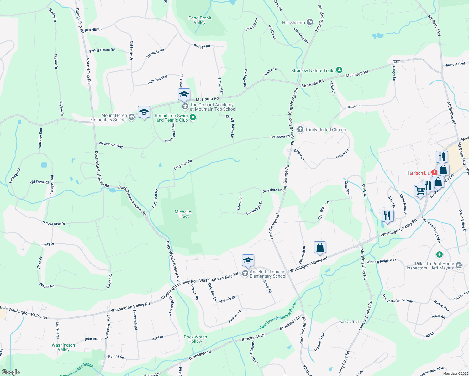 map of restaurants, bars, coffee shops, grocery stores, and more near 19 Berkshire Drive in Warren