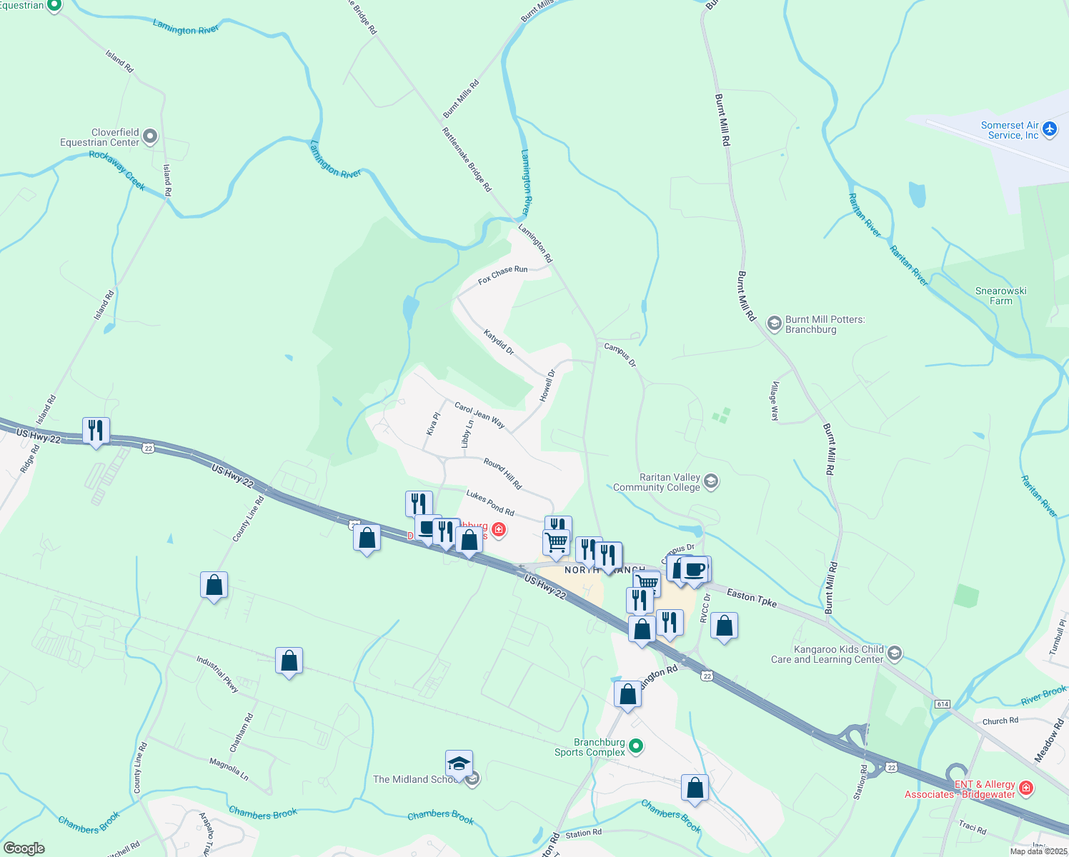 map of restaurants, bars, coffee shops, grocery stores, and more near 143 Howell Drive in Somerville