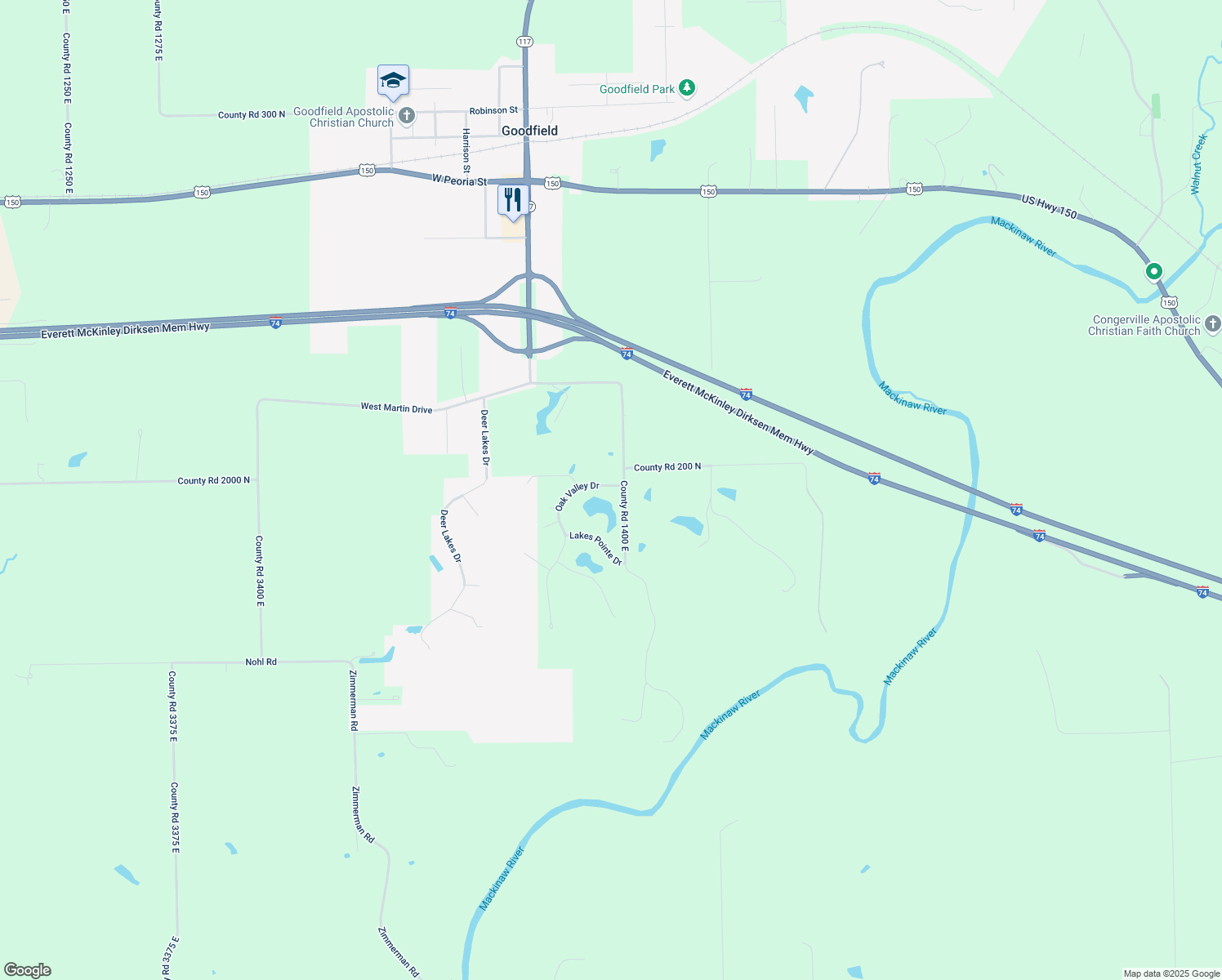 map of restaurants, bars, coffee shops, grocery stores, and more near 101 Oak Valley Drive in Deer Creek