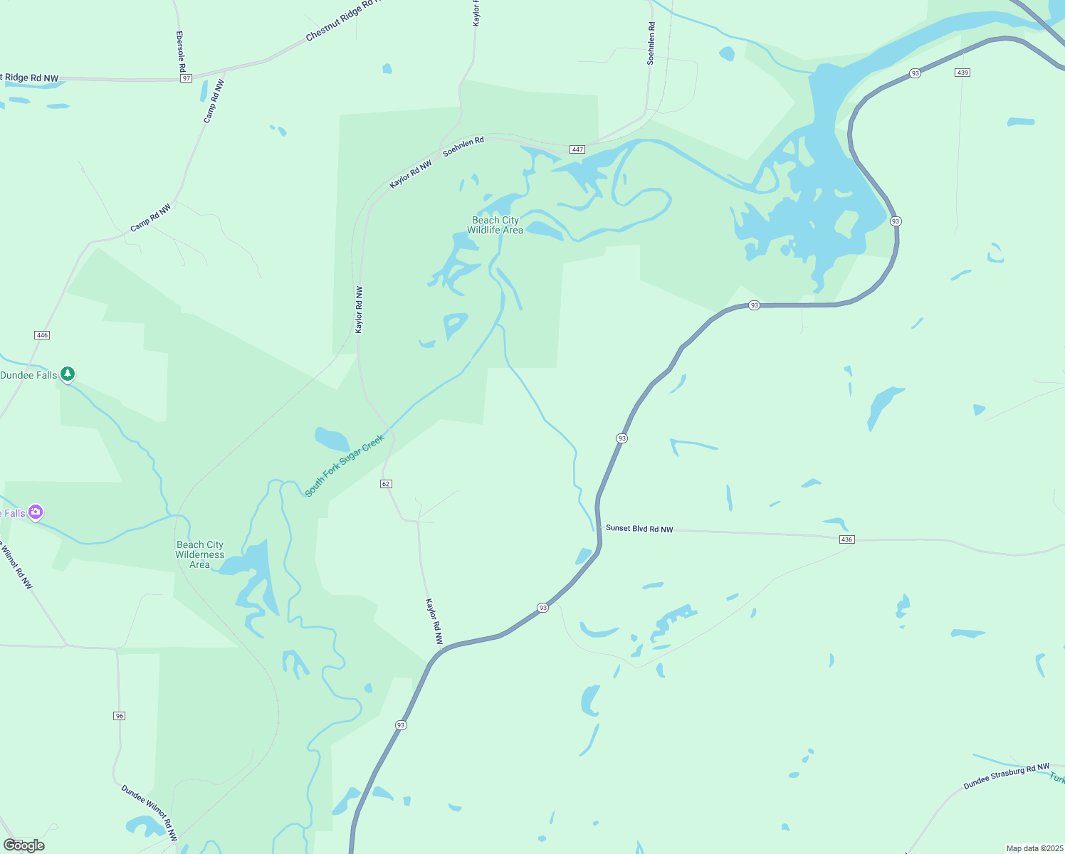 map of restaurants, bars, coffee shops, grocery stores, and more near 8422 Ohio 93 in Dundee