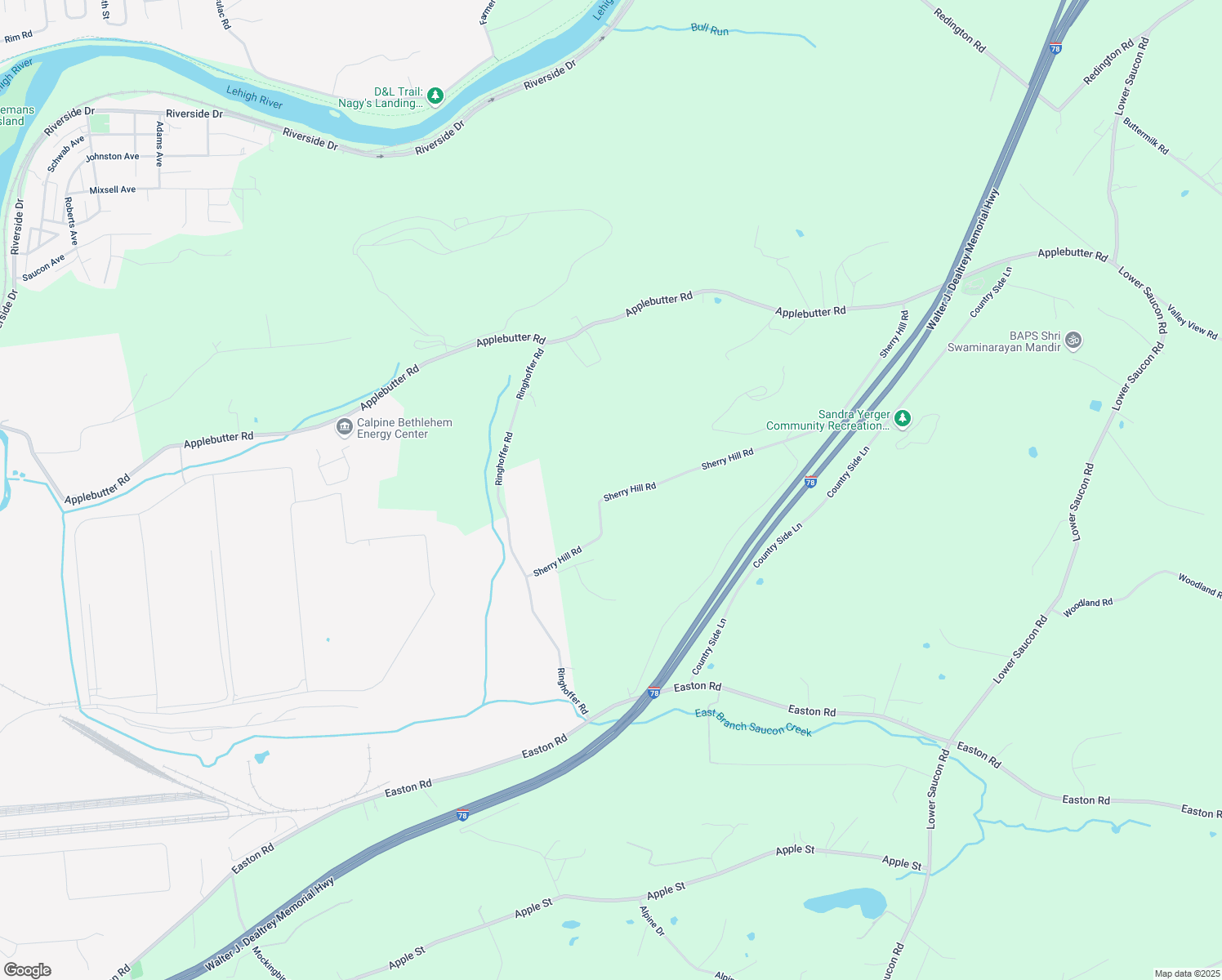 map of restaurants, bars, coffee shops, grocery stores, and more near 4011 Sherry Hill Road in Hellertown