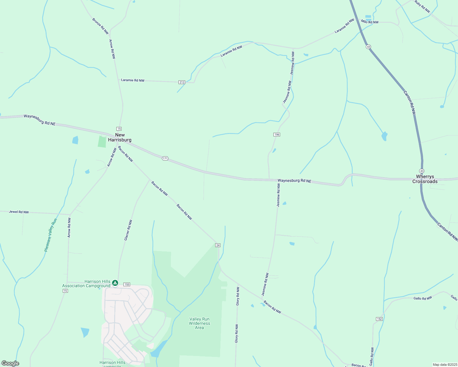 map of restaurants, bars, coffee shops, grocery stores, and more near 2030 Waynesburg Road Northeast in Carrollton